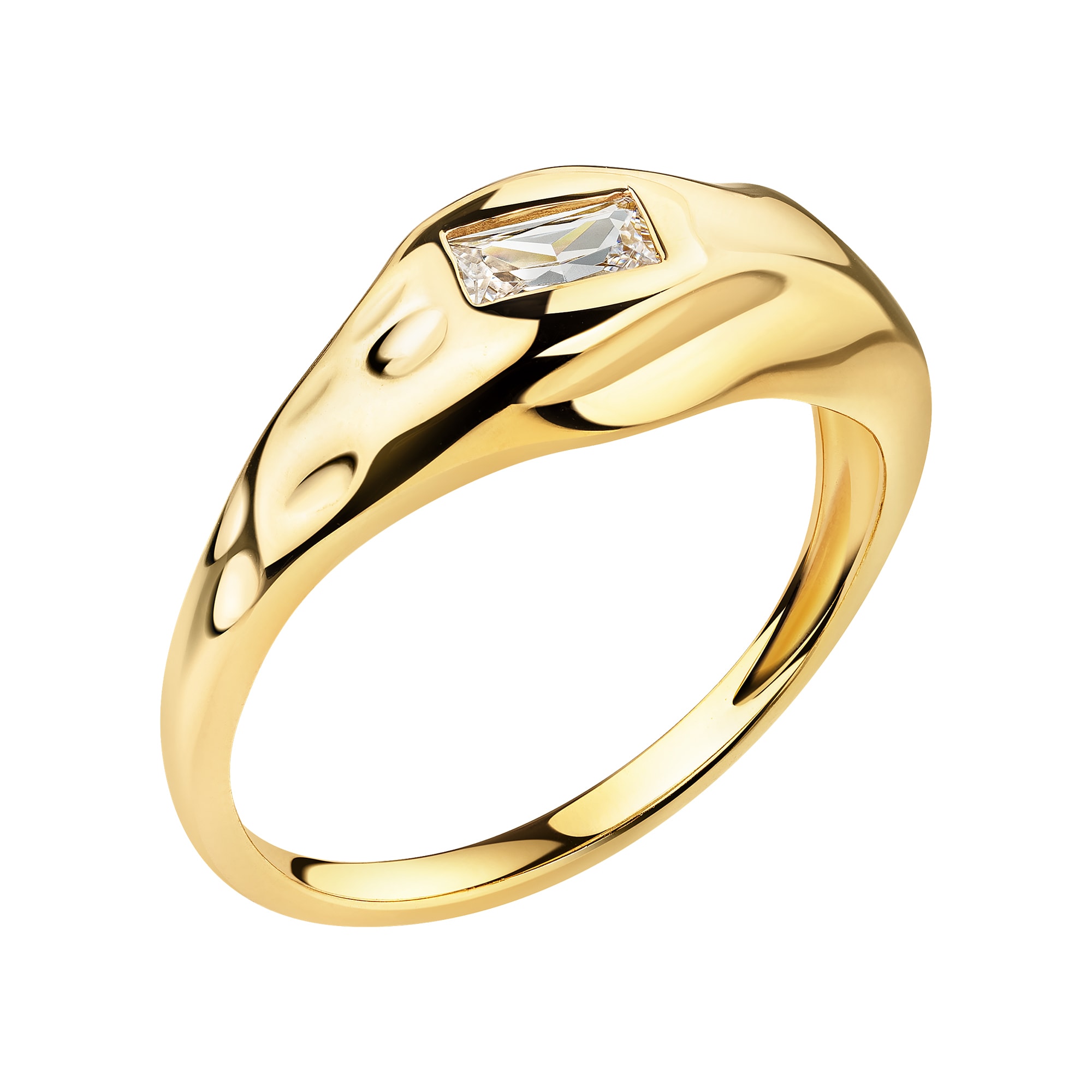 cai Ring Silber 925 vergoldet mit wei&szlig;em Baguette-Zirkonia Amorph - Bild 1