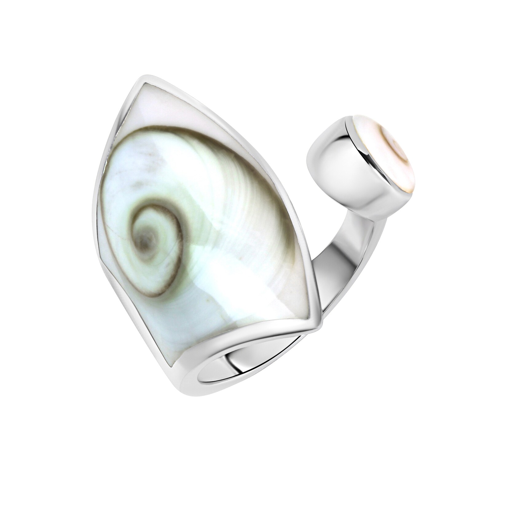 Zeeme Pearls Ring Silber 925 mit weißer Muschel 28mm breit | 04006046327855