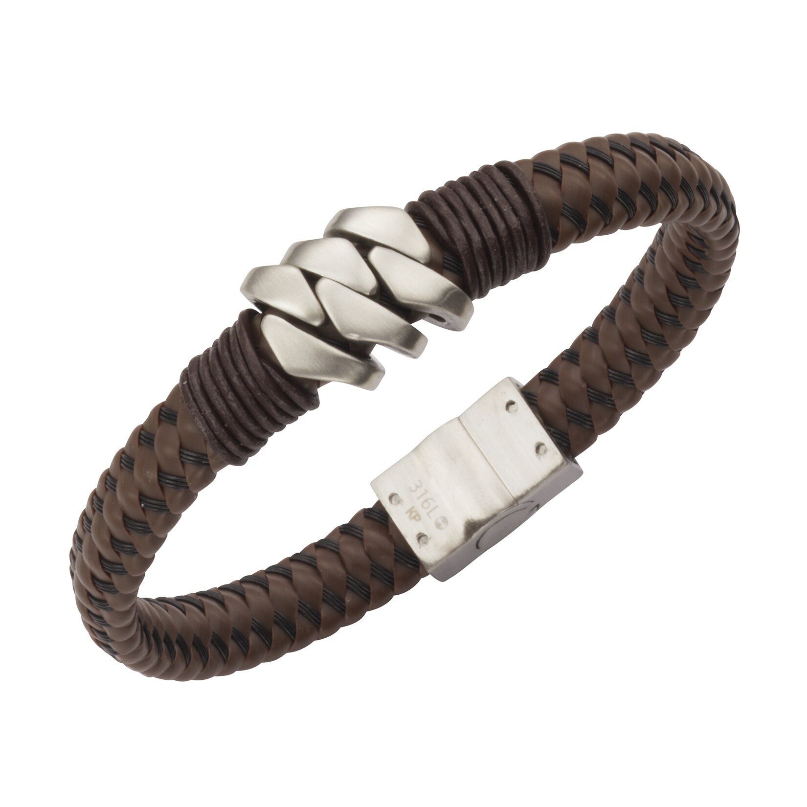 Zeeme Stainless Steel Armband Leder mit Edelstahlverschluß | 04006046269391