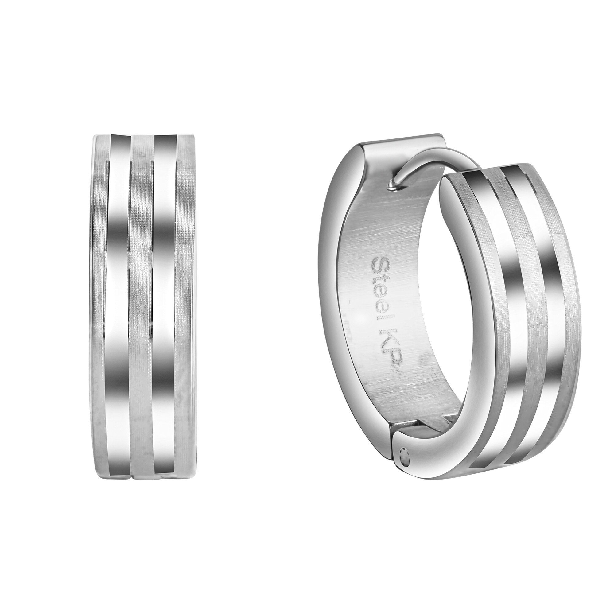 Zeeme Stainless Steel Ohrringe Edelstahl glanz matt 18mm Durchmesser - Bild 1