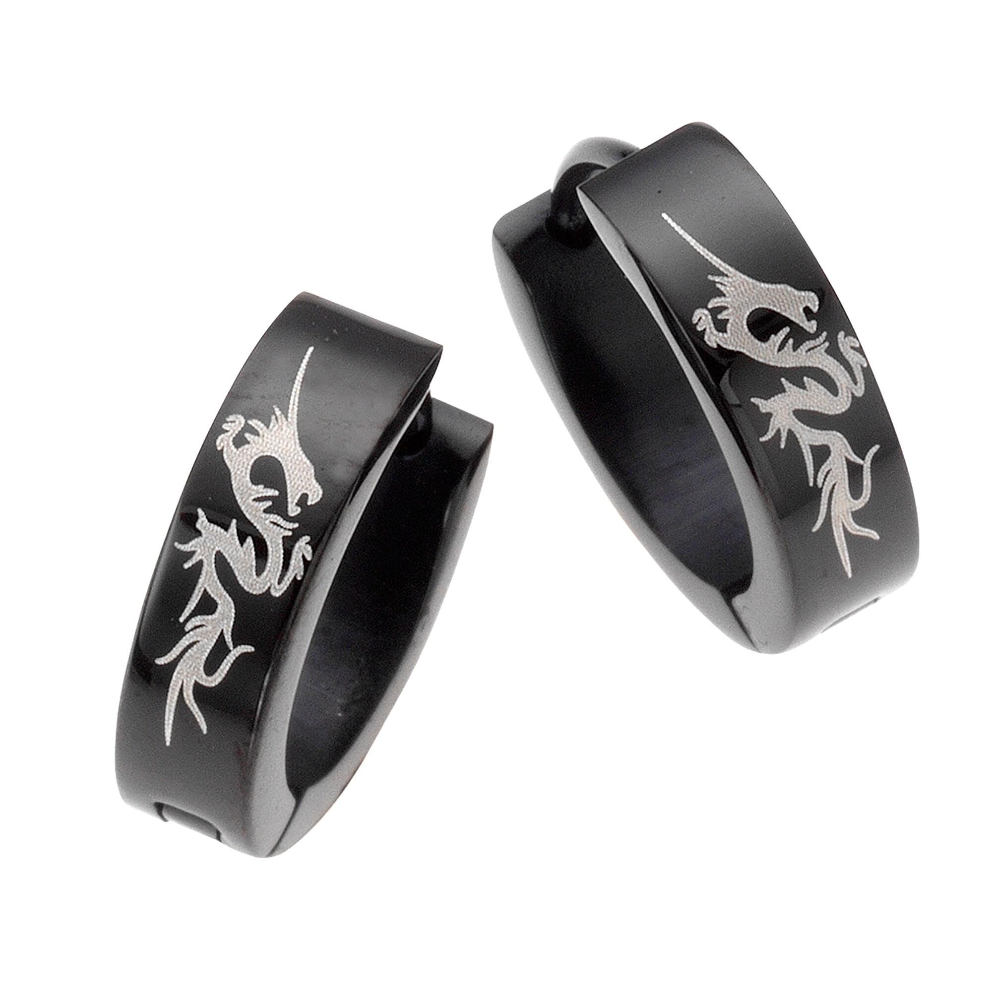 Zeeme Stainless Steel Creolen Edelstahl Drachenmotiv 13mm - Bild 1