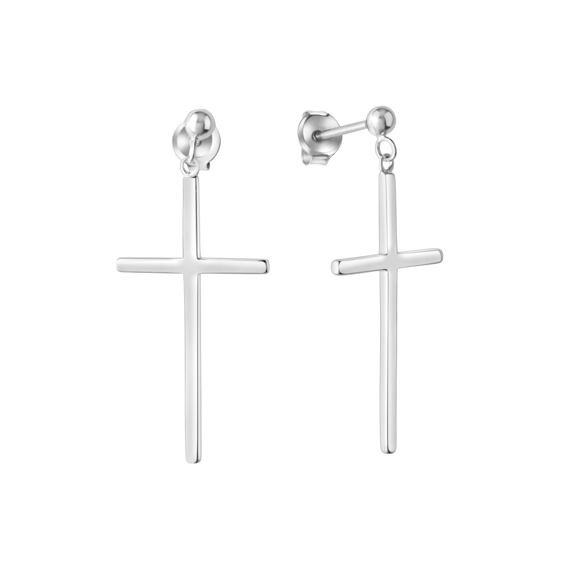 Zeeme Silber Ohrringe Silber 925 rhodiniert mit Kreuz-Motiv 35mm lang - Bild 1