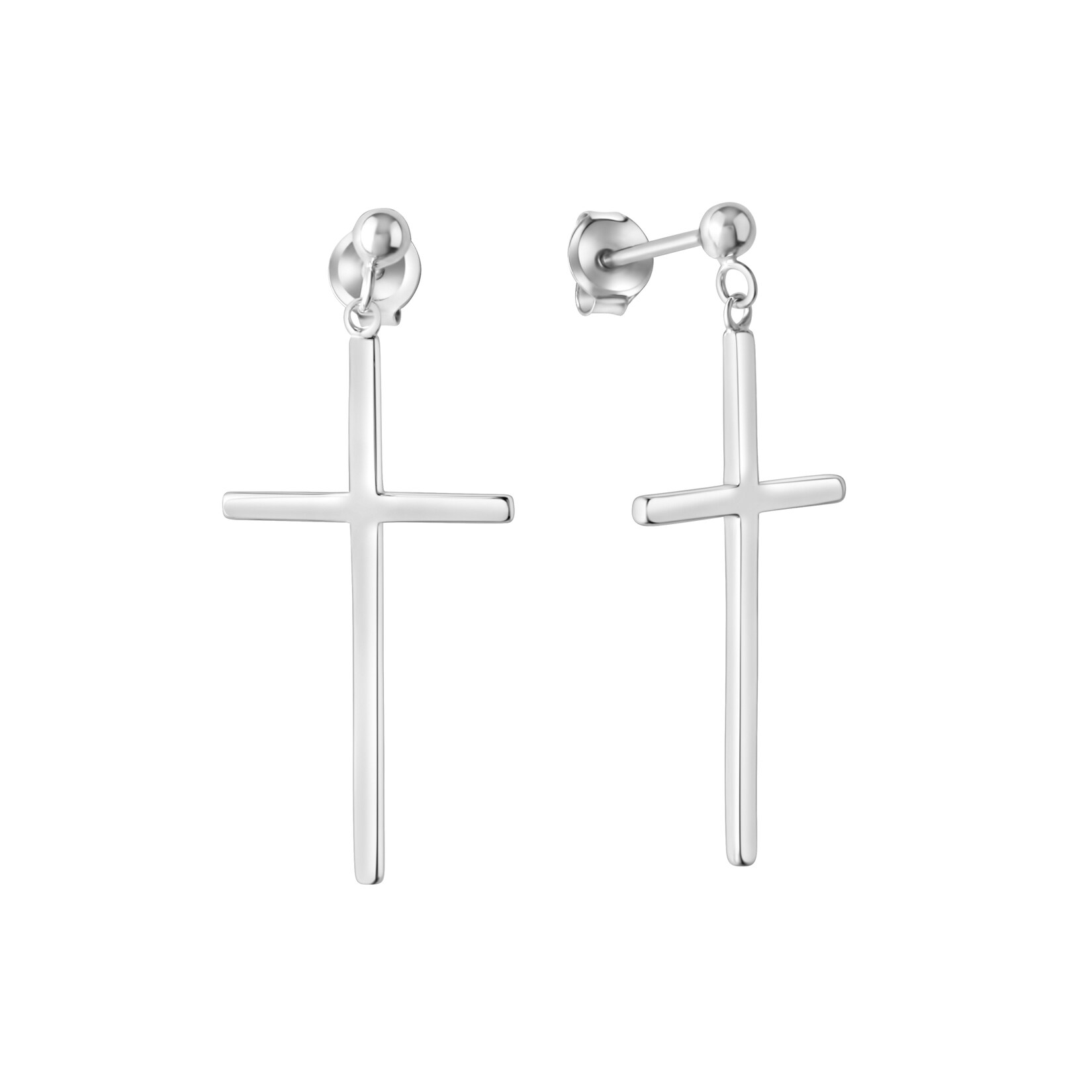 Zeeme Silber Ohrringe Silber 925 rhodiniert mit Kreuz-Motiv 35mm lang