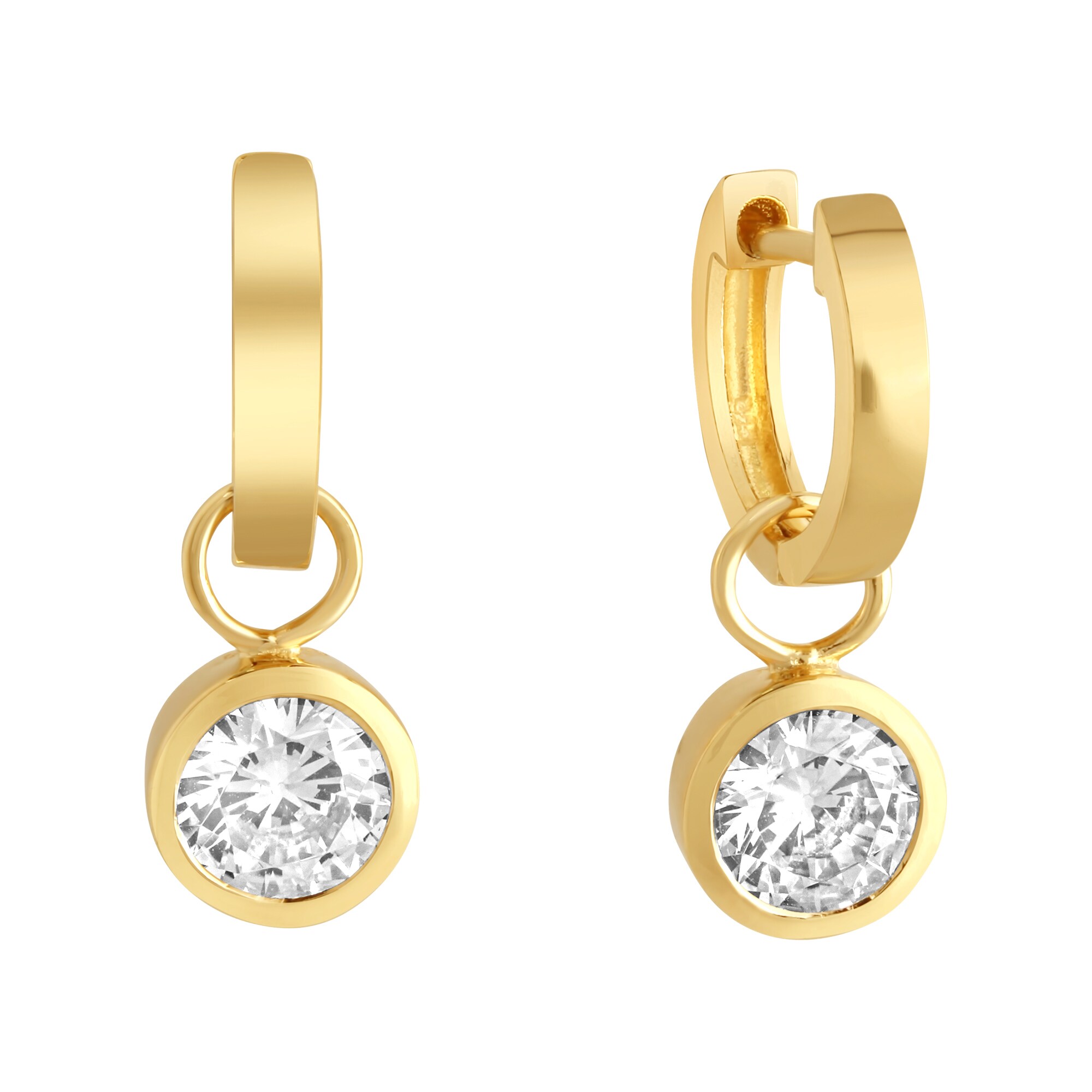 Zeeme Basic Ohrringe Silber 925 vergoldet mit wei&szlig;en Zirkonia-Steinen - Bild 1