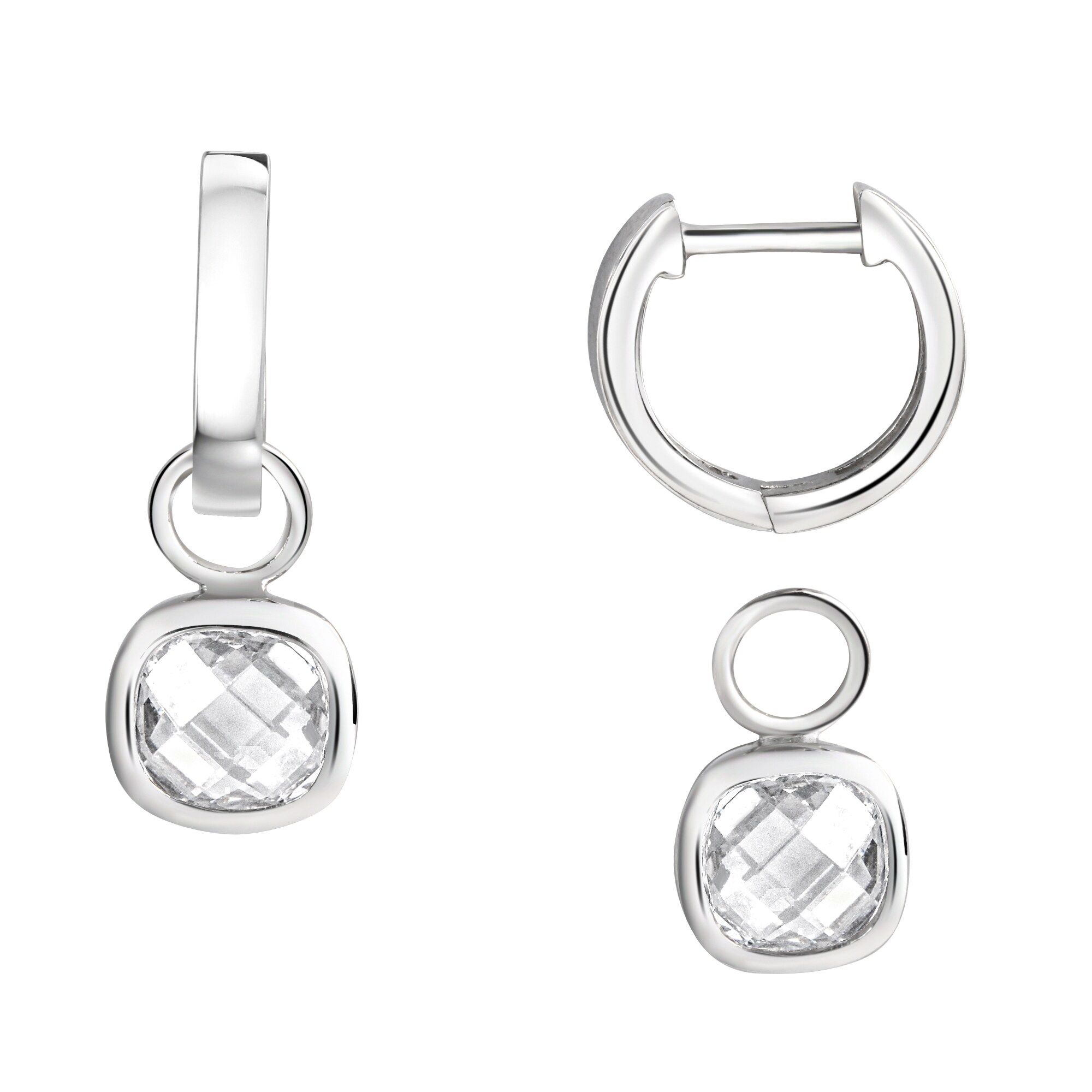 Zeeme Basic Ohrringe Silber 925 rhodiniert mit Zirkonia wei&szlig; - Bild 1