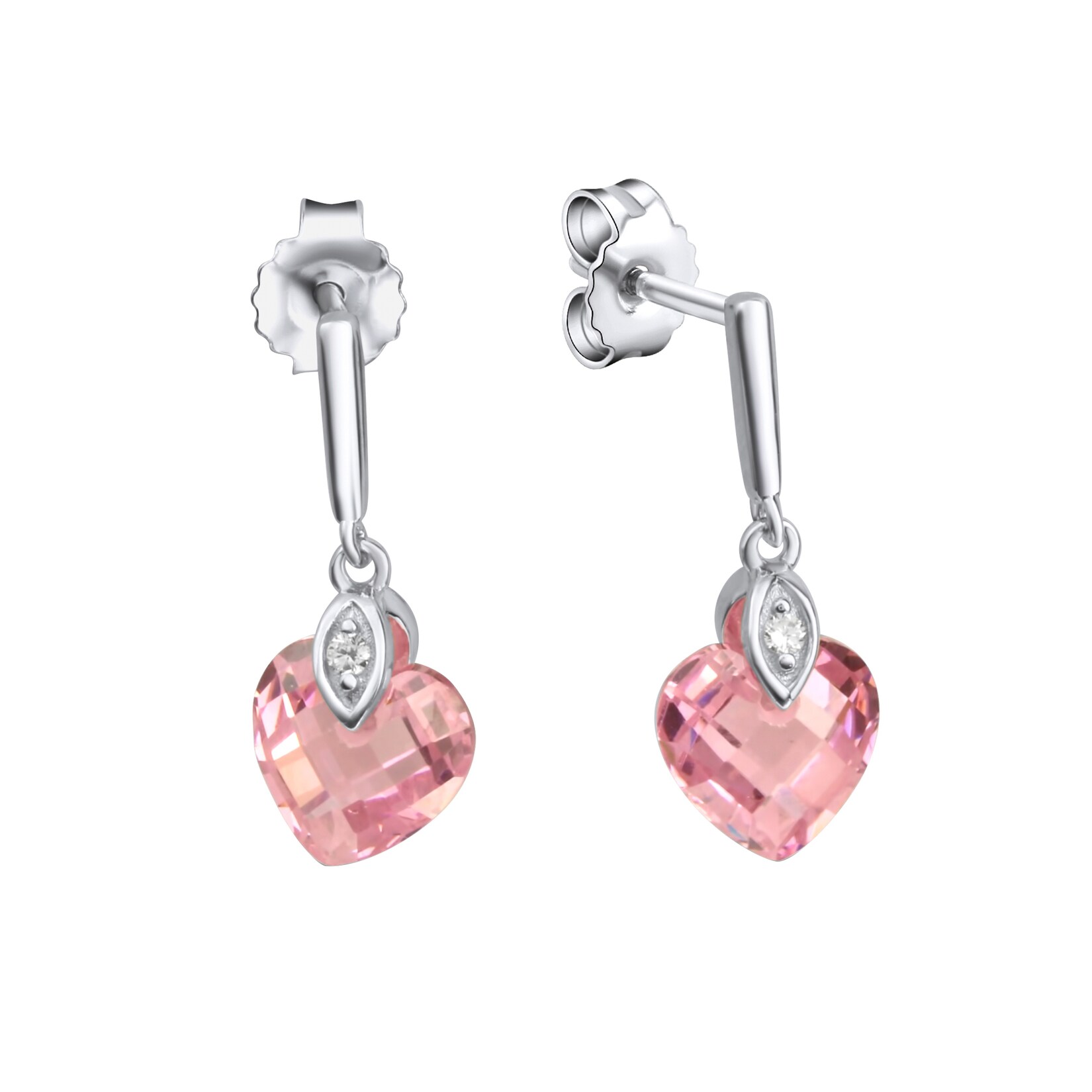 Zeeme for Kids Ohrringe 925 Sterling Silber Zirkonia Herz pink