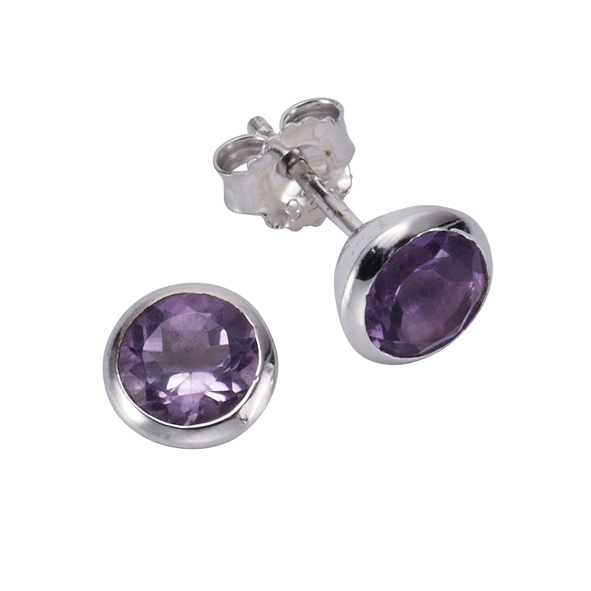 Zeeme Gemstones Ohrringe Silber 925 rhodiniert mit echtem Amethyst 7,5mm - Bild 1