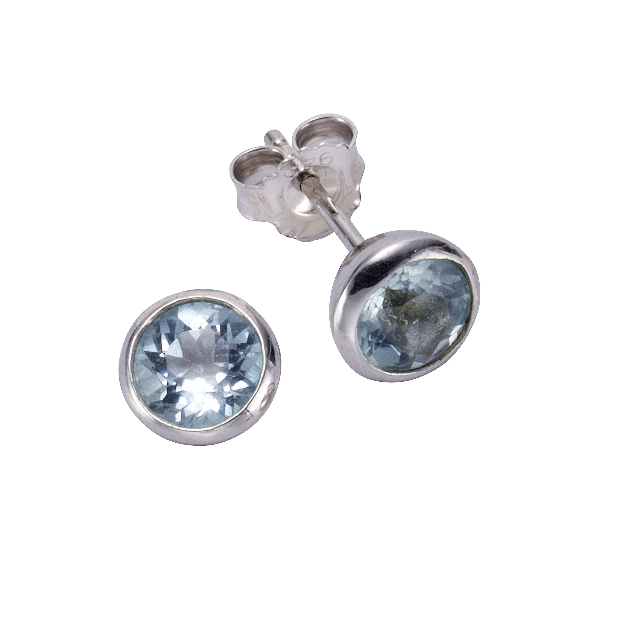 Zeeme Gemstones Ohrringe Silber 925 rhodiniert mit 2x Blautopas (beh.) 7,5mm - Bild 1