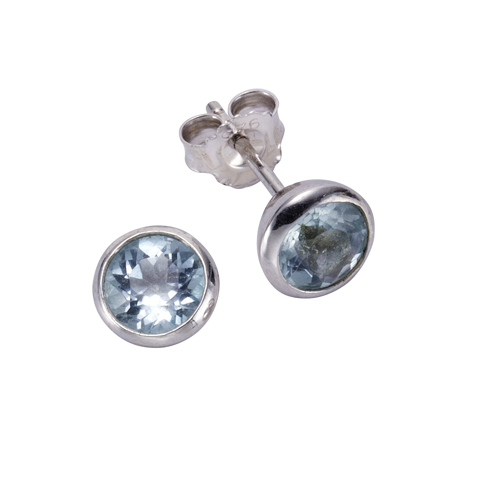 Zeeme Gemstones Ohrringe Silber 925 rhodiniert mit 2x Blautopas (beh.) 7,5mm | 04006046241960
