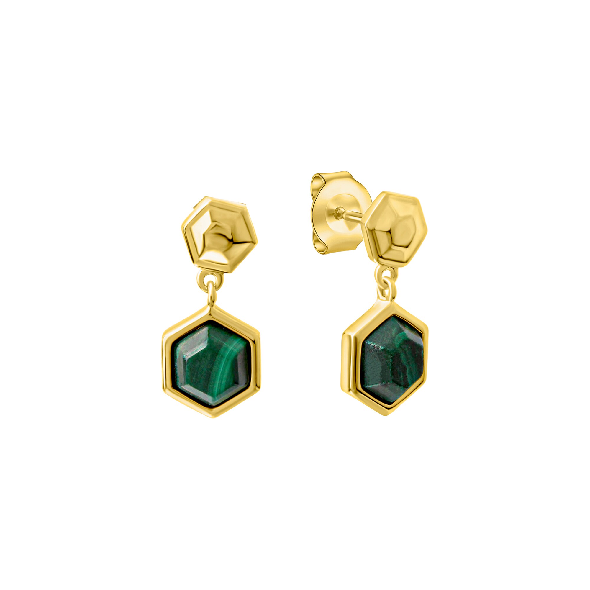 Celesta Silber Ohrstecker 925 Sterling Silber vergoldet Malachit - Bild 1