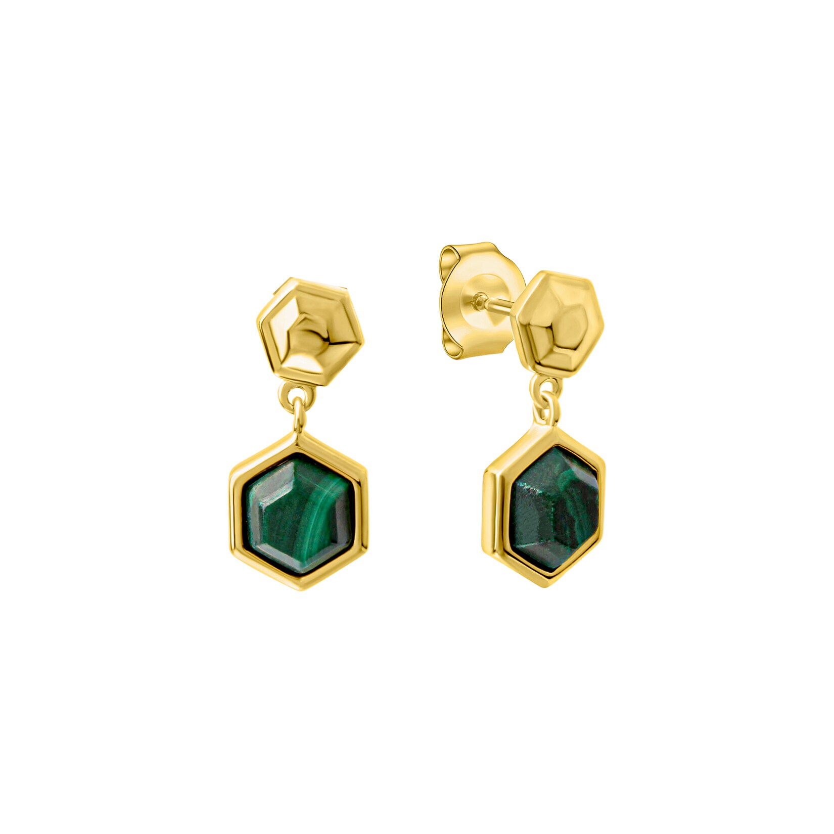 Celesta Silber Ohrstecker 925 Sterling Silber vergoldet Malachit | 04006046415507