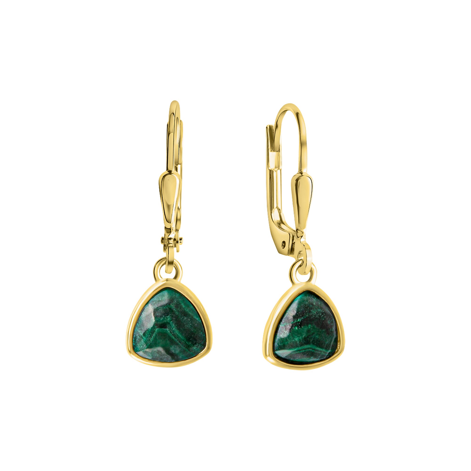 Celesta Silber Ohrh&auml;nger 925 Sterling Silber vergoldet Malachit - Bild 1