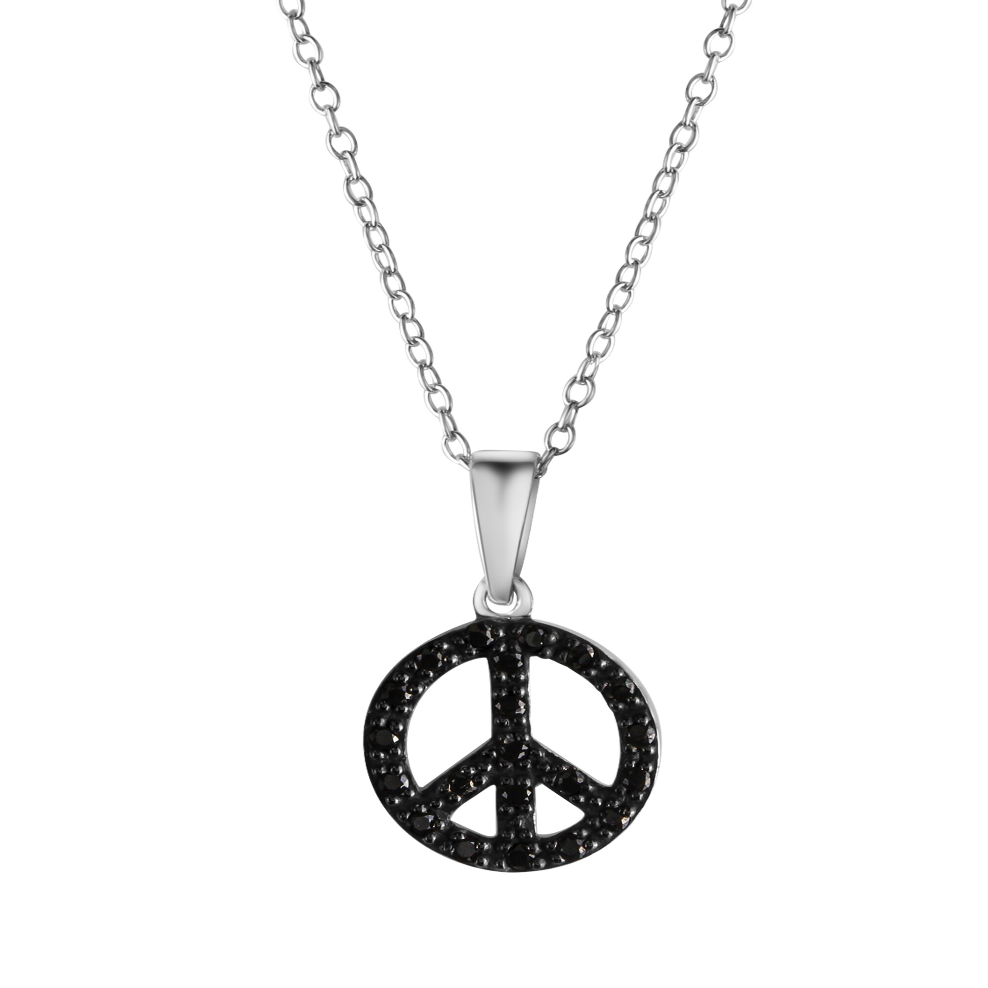 Celesta Silber Halskette 925 Silber Boho Peace Zirkoniasteine schwarz - Bild 1