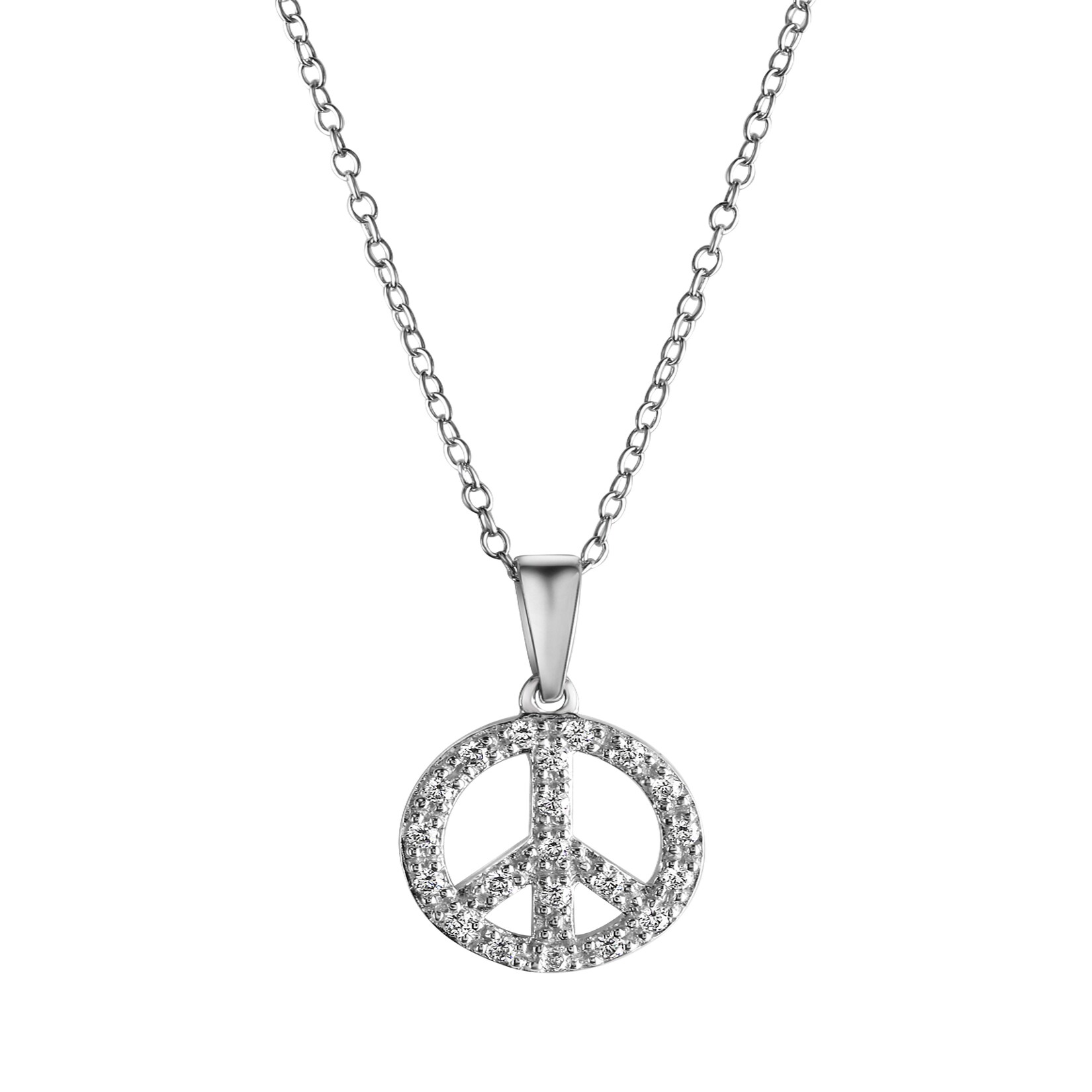 Celesta Silber Halskette Boho Peace mit Kette 42+3cm 925 Silber Zirkonia weiss | 04006046396691