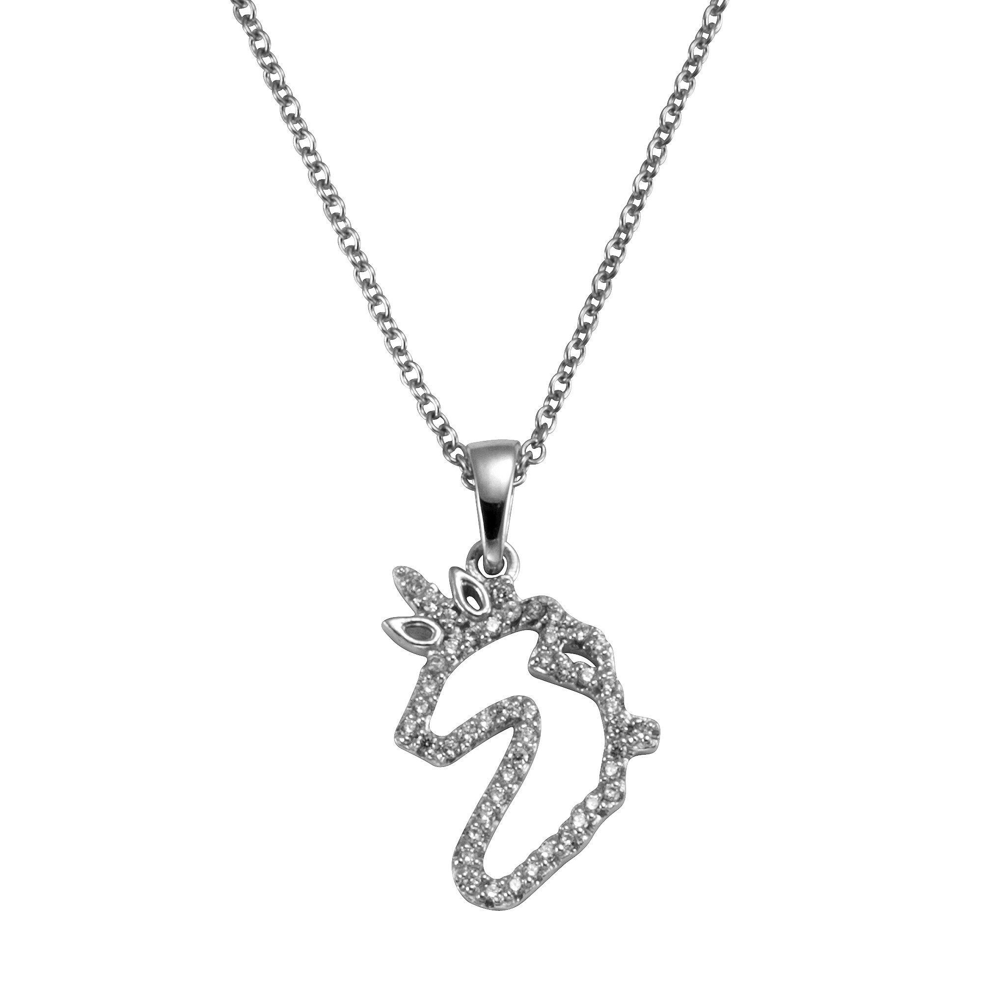 Zeeme Silber Anh&auml;nger mit Kette 925/- Sterling Silber Einhorn Zirkonia - Bild 1