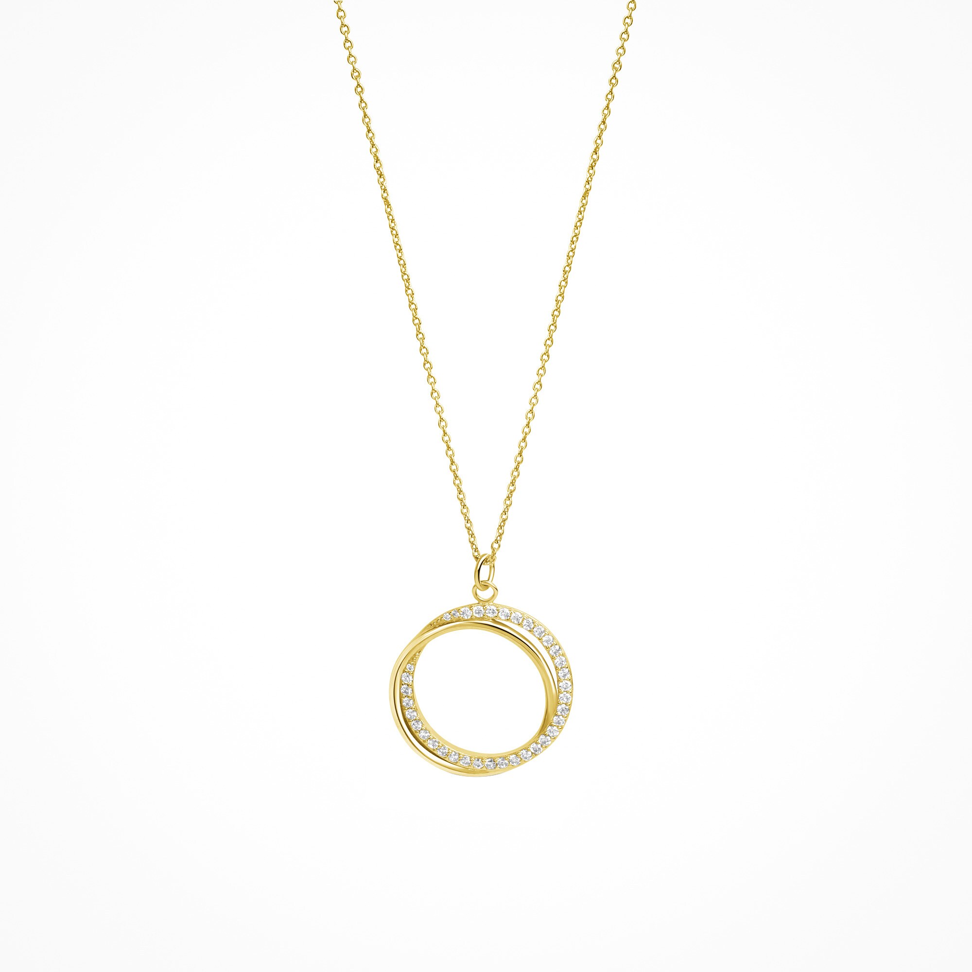 Celesta Silber Halskette Silber 925 vergoldet 42+3cm lang mit wei&szlig;en Zirkonia-Steinen - Bild 1