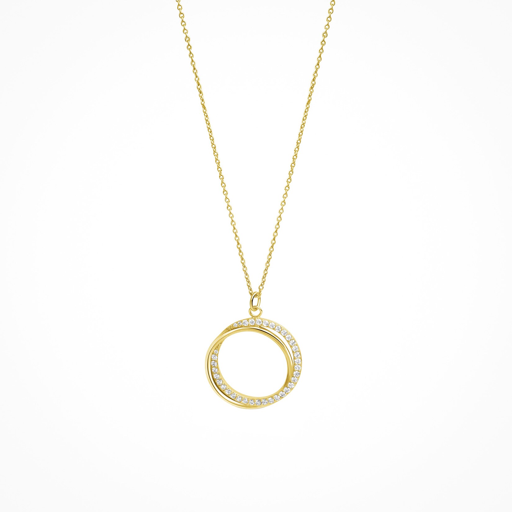 Celesta Silber Halskette Silber 925 vergoldet 42+3cm lang mit weißen Zirkonia-Steinen | 04006046339551