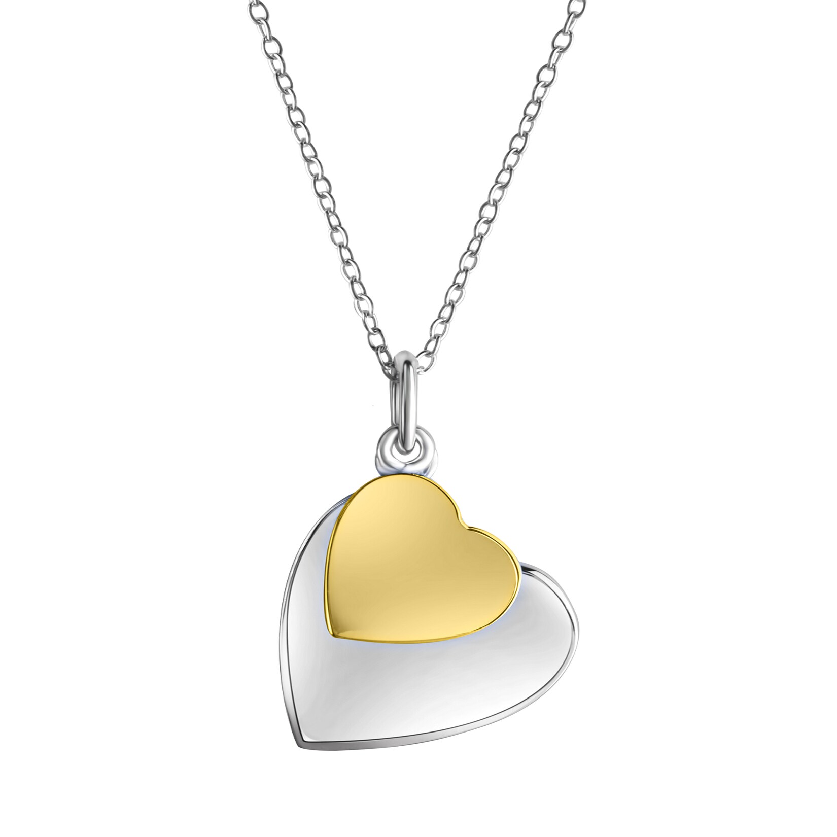 Celesta Silber Halskette Silber 925 zweifarbig 42+3cm lang mit zwei Herz-Anhängern | 04006046396172