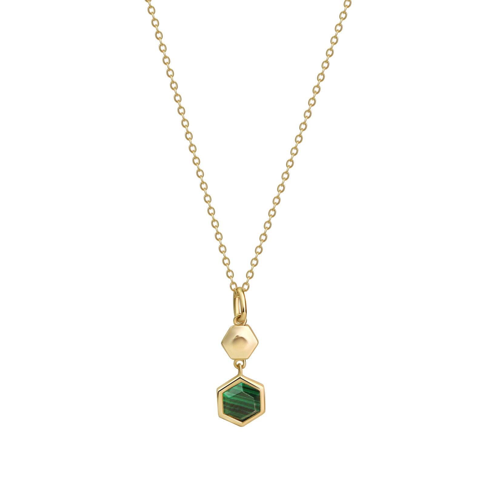 Celesta Silber Anhänger mit Kette 925 Sterling Silber vergoldet Malachit