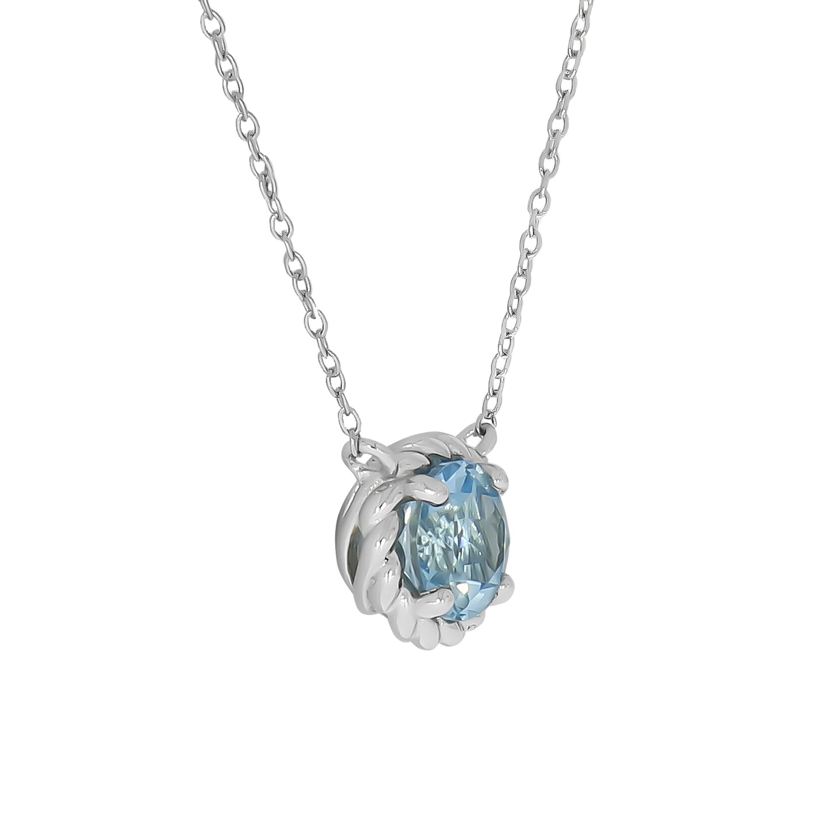 Zeeme Gemstones Halskette Silber 925 rhodiniert 42+5cm mit Blautopas (beh.) 8mm | 04006046345736
