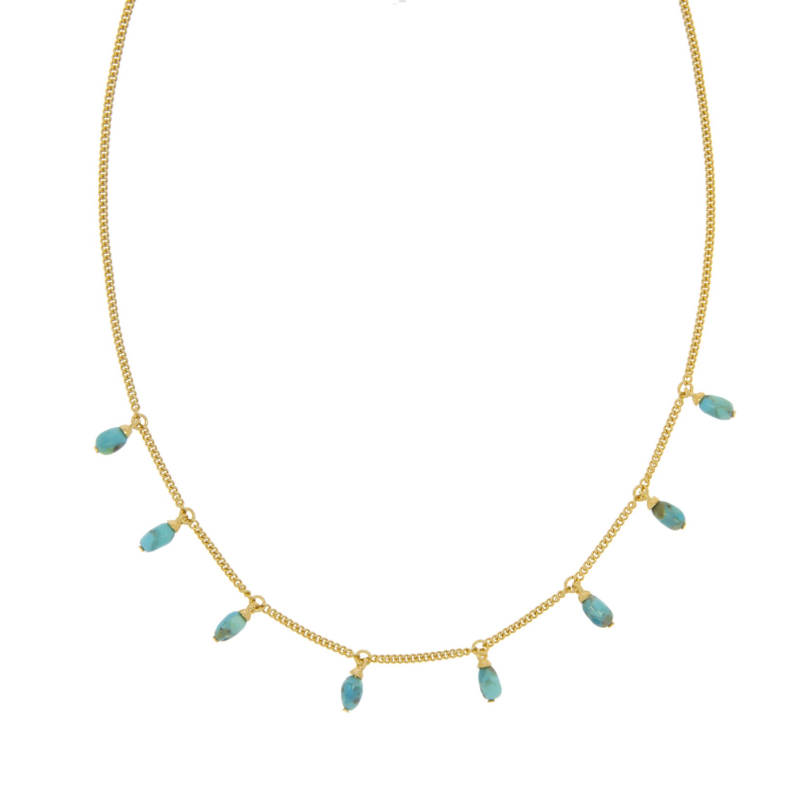 Zeeme Gemstones Anhänger mit Kette 925/- Sterling Silber vergoldet Türkis | 04006046345712