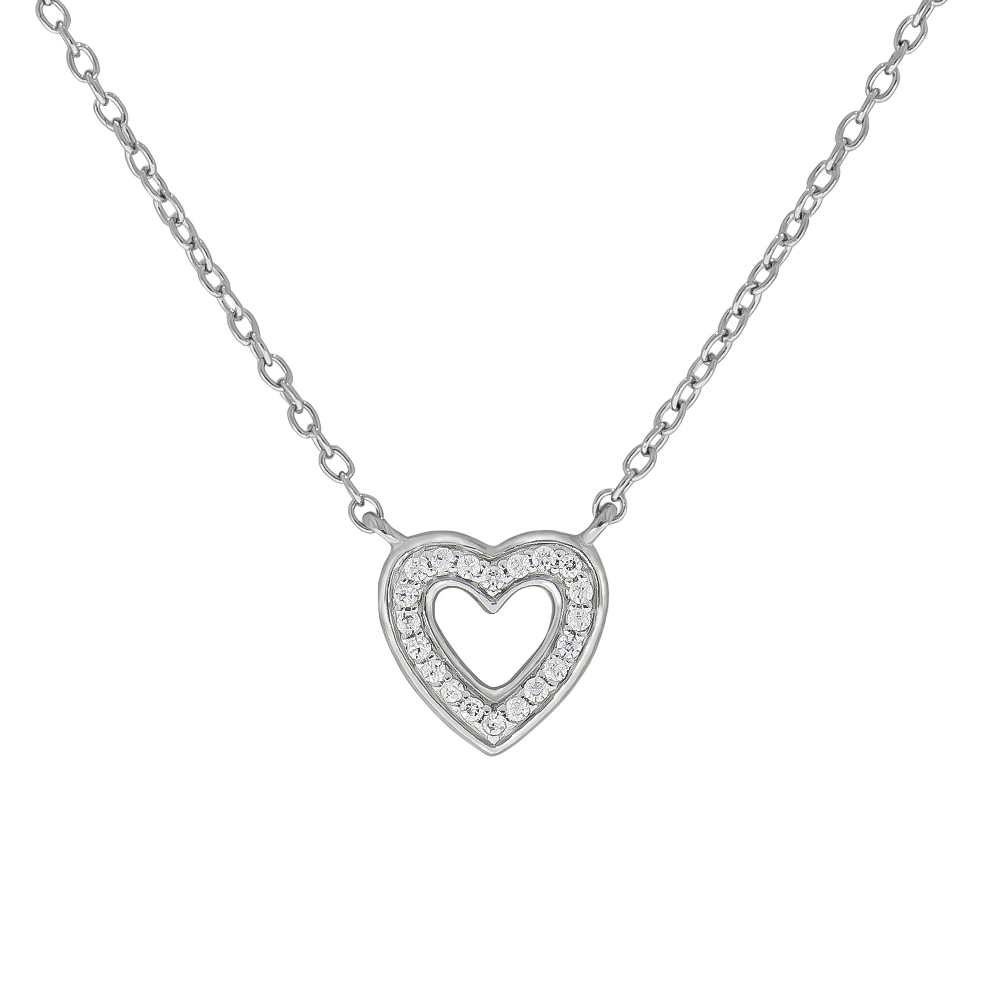 Zeeme Silber Halskette Silber 925 rhodiniert 42+5cm lang mit Herz-Motiv - Bild 1