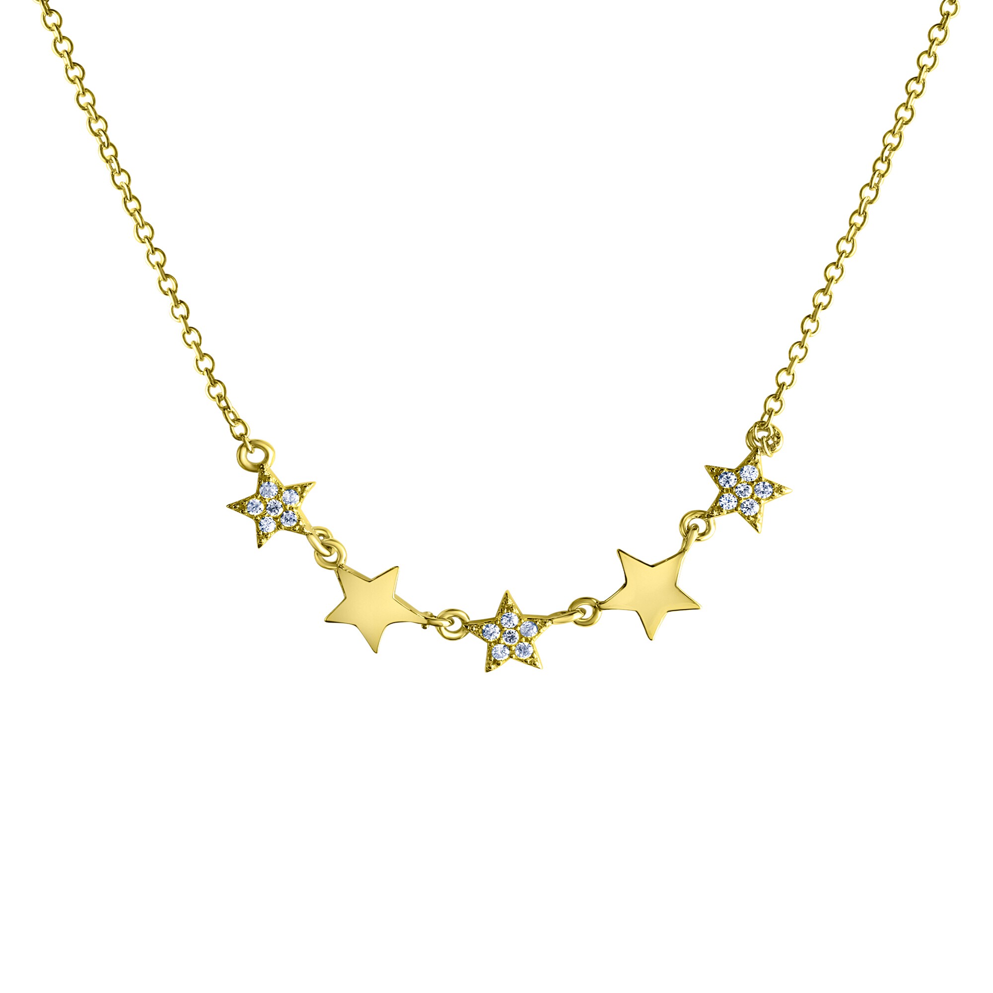 Celesta Silber Halskette 925 Silber vergoldet Sterne Zirkonia - Bild 1
