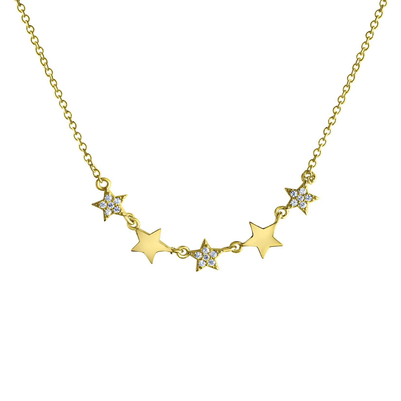 Celesta Silber Halskette 925 Silber vergoldet Sterne Zirkonia | 04006046396011