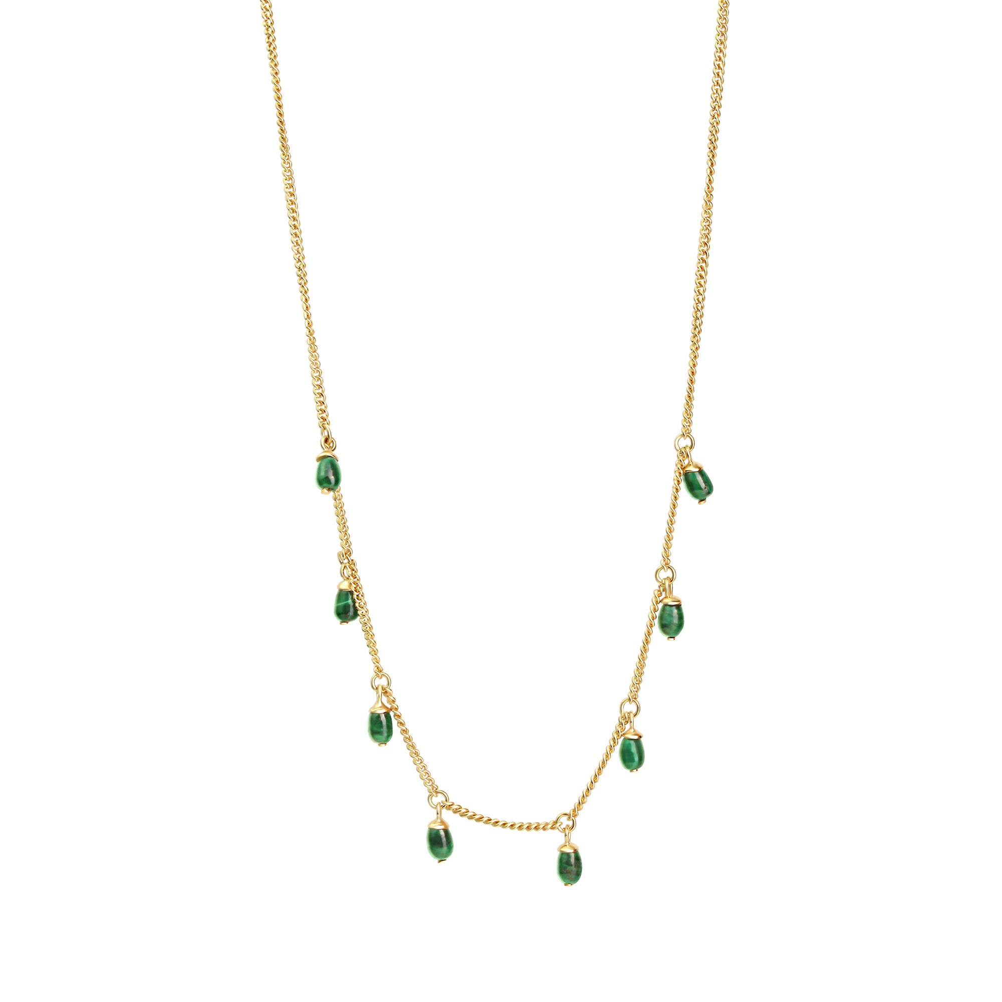 Celesta Silber Anh&auml;nger mit Kette 925 Sterling Silber vergoldet Malachit - Bild 1