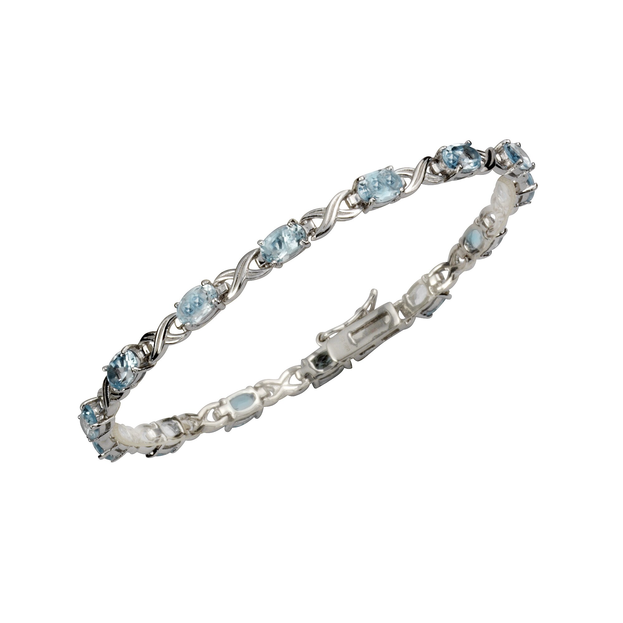 Zeeme Gemstones Armband Silber 925 rhodiniert 19cm lang mit 14x Blautopas (beh.) - Bild 1