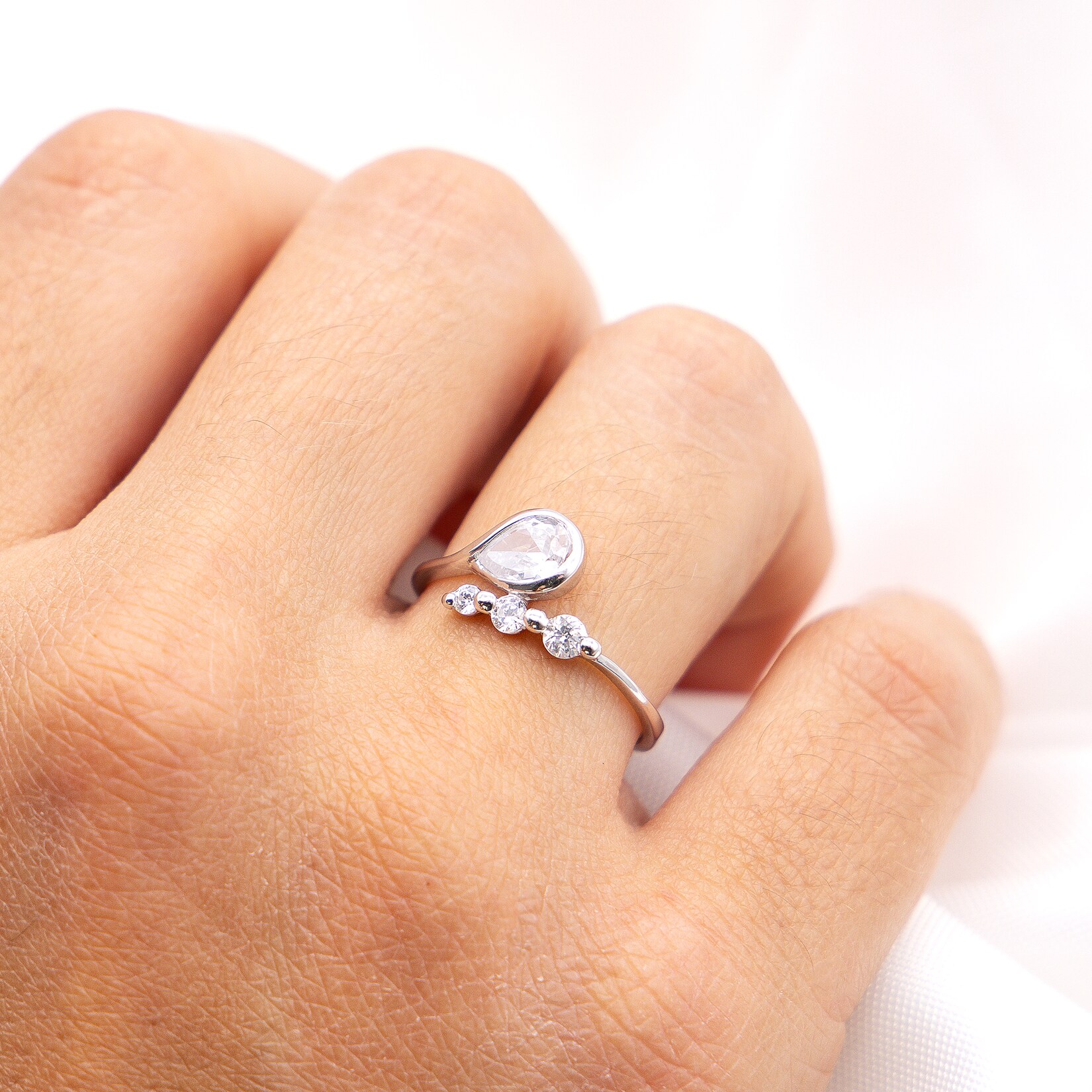 Zeeme Silber Ring Silber 925 rhodiniert mit Zirkonia weiß
