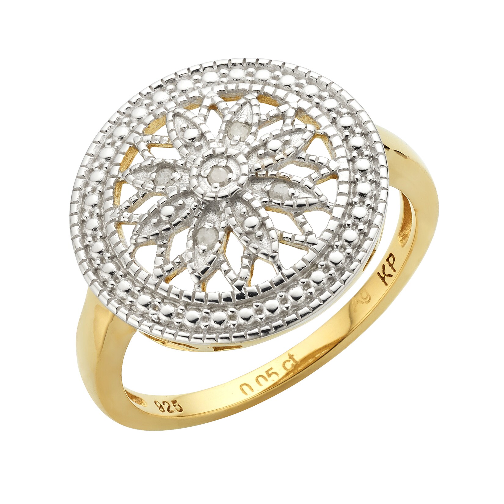 Diamonds by Ellen K. Ring Silber 925 vergoldet mit 5x Diamant zus. 0,05ct. | 04006046327565