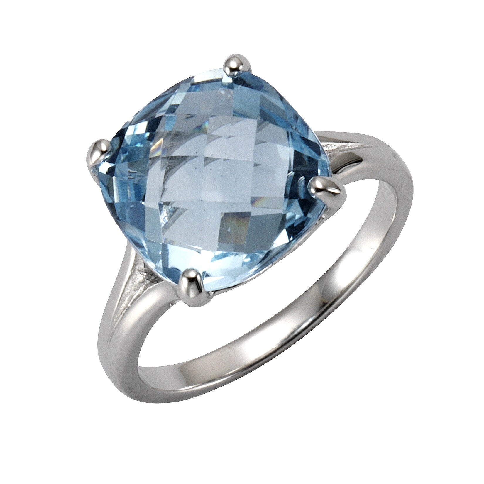 Zeeme Gemstones Ring Silber 925 rhodiniert mit Blautopas (beh.) 12mm | 04006046244107
