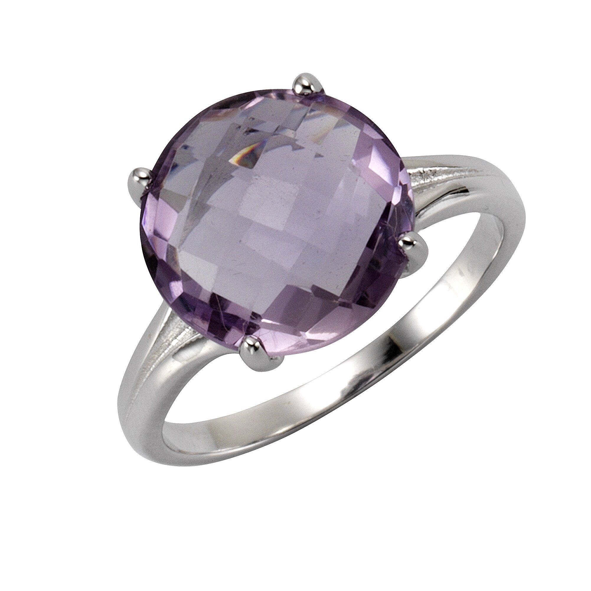 Zeeme Gemstones Ring Silber 925 rhodiniert mit echtem Amethyst 12mm - Bild 1