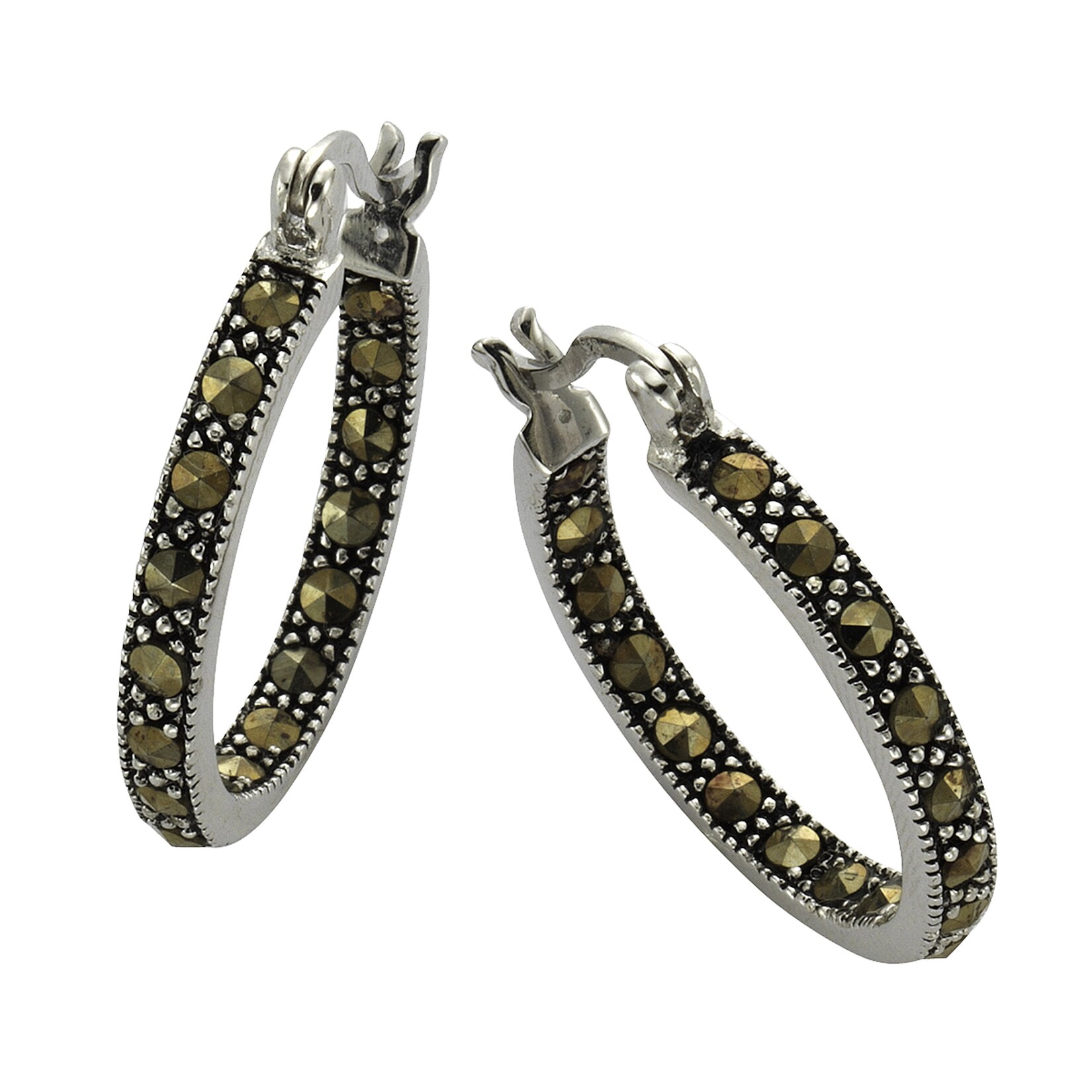 Zeeme Gemstones Ohrringe Silber 925 oxidiert mit 34x Markasit | 04006046222587