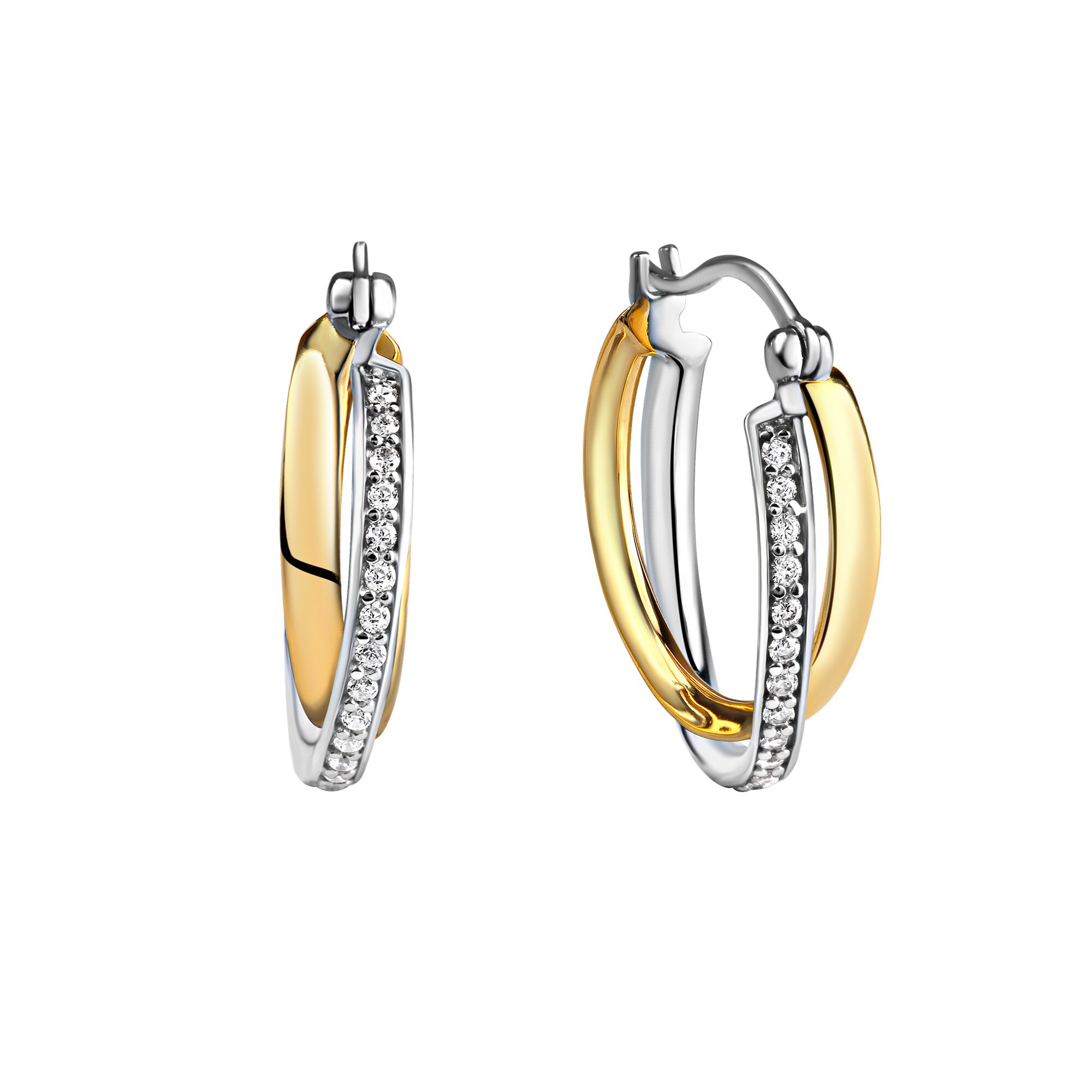 Celesta Silber Ohrring 925 Silber 2farbig mit Zirkoniasteinen - Bild 1