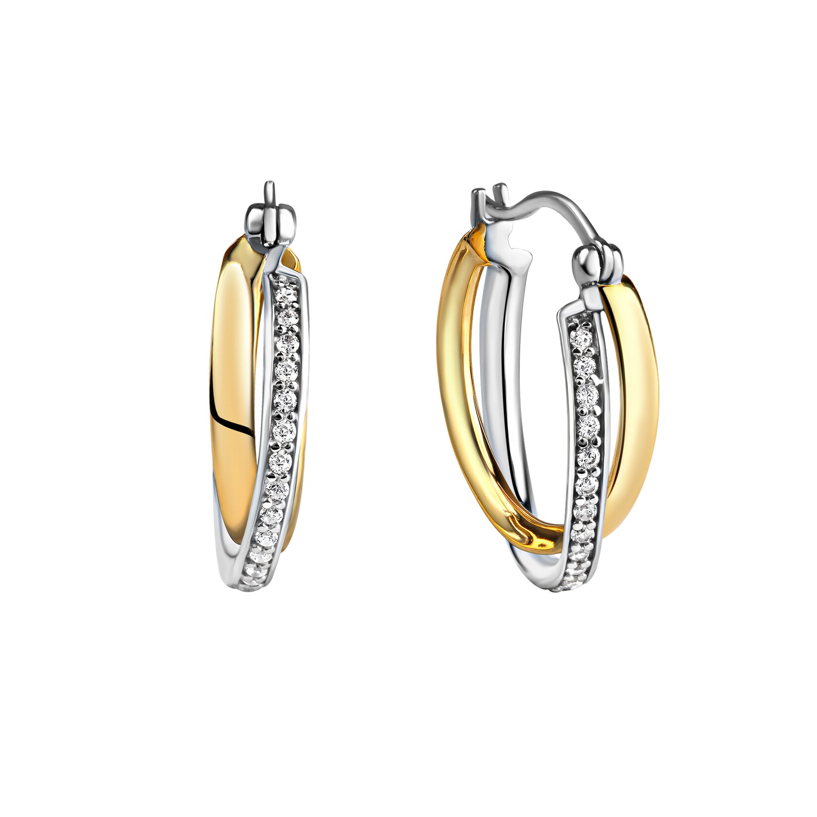 Celesta Silber Ohrring 925 Silber 2farbig mit Zirkoniasteinen | 04006046396189