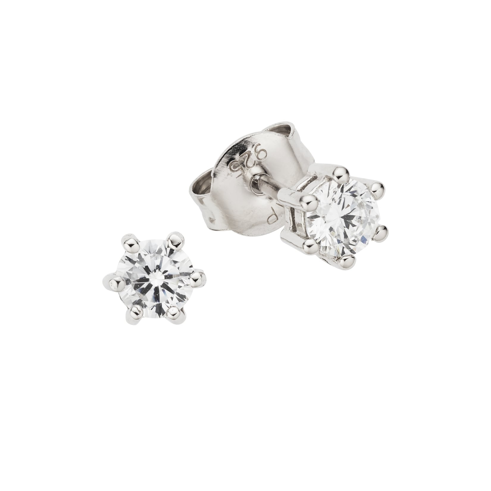Zeeme Silber Ohrringe Silber 925 rhodiniert mit weißen Zirkonia-Steinen