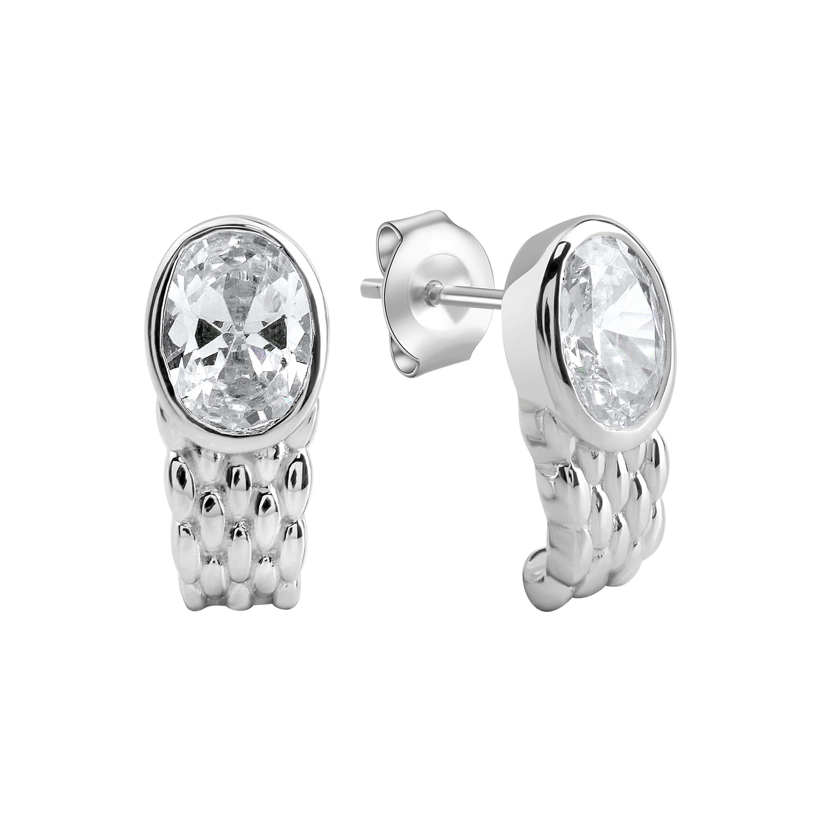 Zeeme Silber Ohrstecker 925/- Sterling Silber rhodiniert Zirkonia