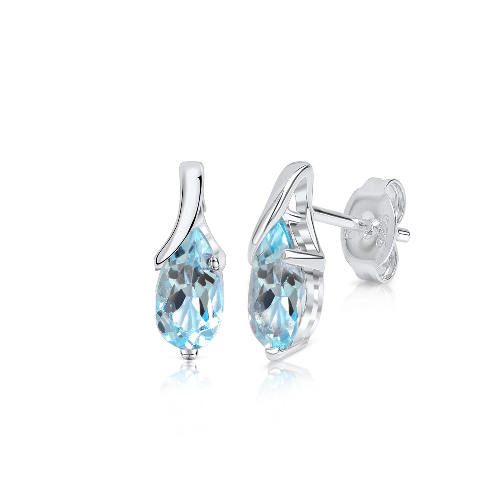Zeeme Gemstones, Vivance Ohrringe Silber 925 rhodiniert mit Blautopas (beh.) 8x5mm | 04006046345743