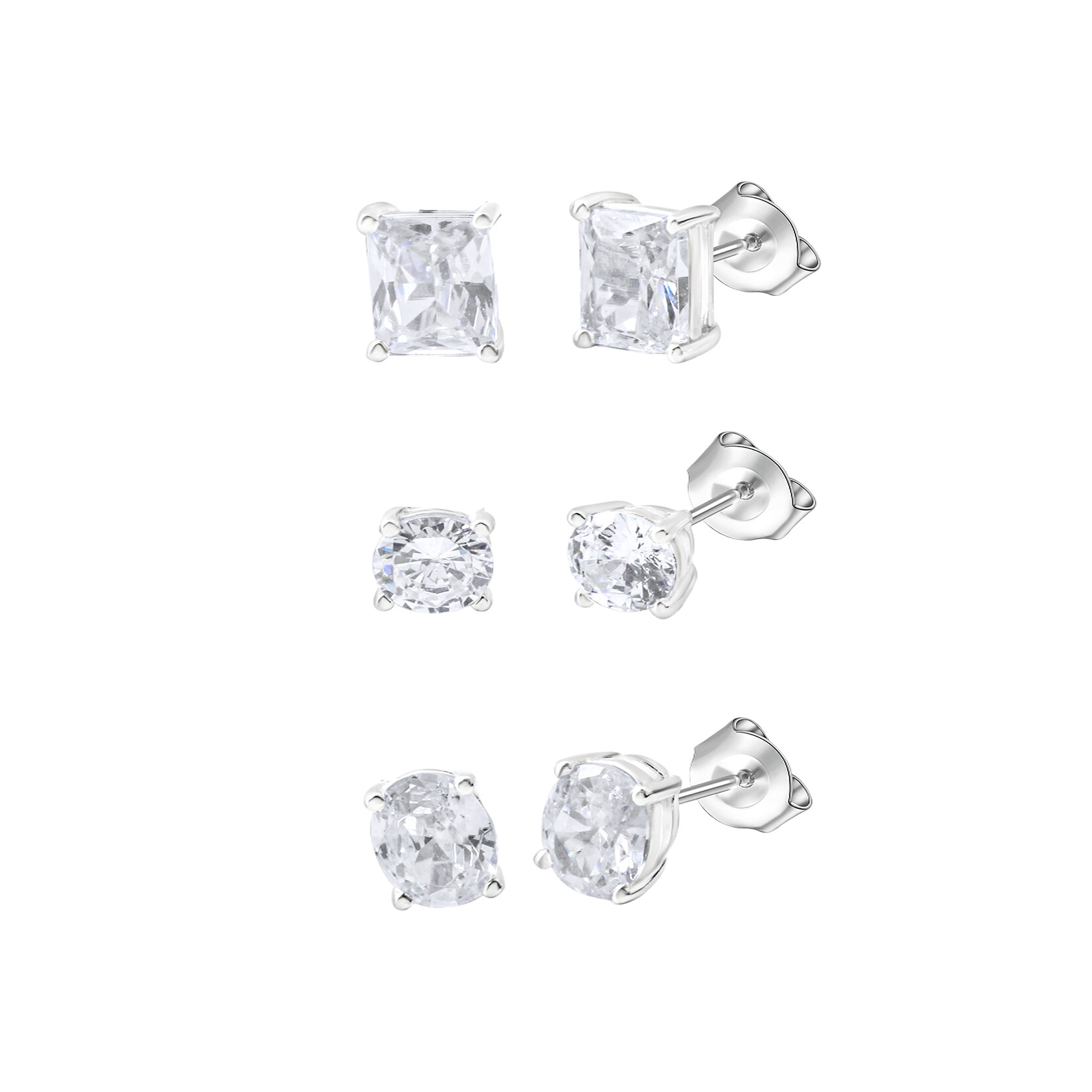 Celesta Silber Ohrstecker Set 925 Sterling Silber rhodiniert Zirkonia