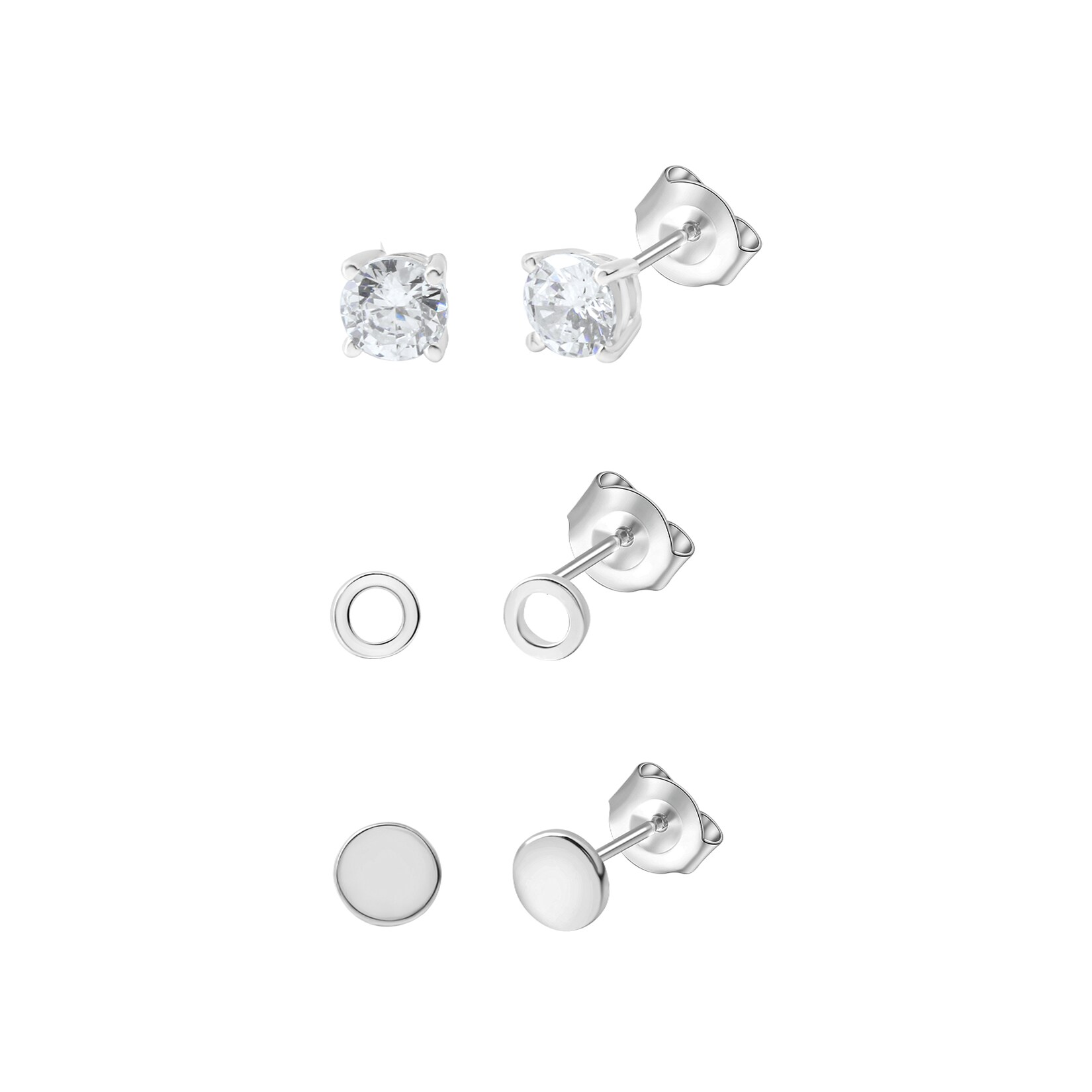 Celesta Silber Ohrstecker Set 925 Sterling Silber rhodiniert Zirkonia