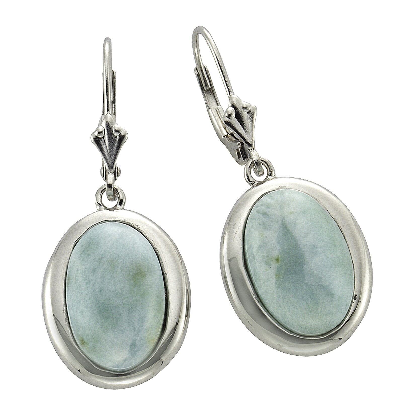 Zeeme Gemstones Ohrringe Silber 925 rhodiniert mit echtem Larimar 14x10mm | 04006046223577