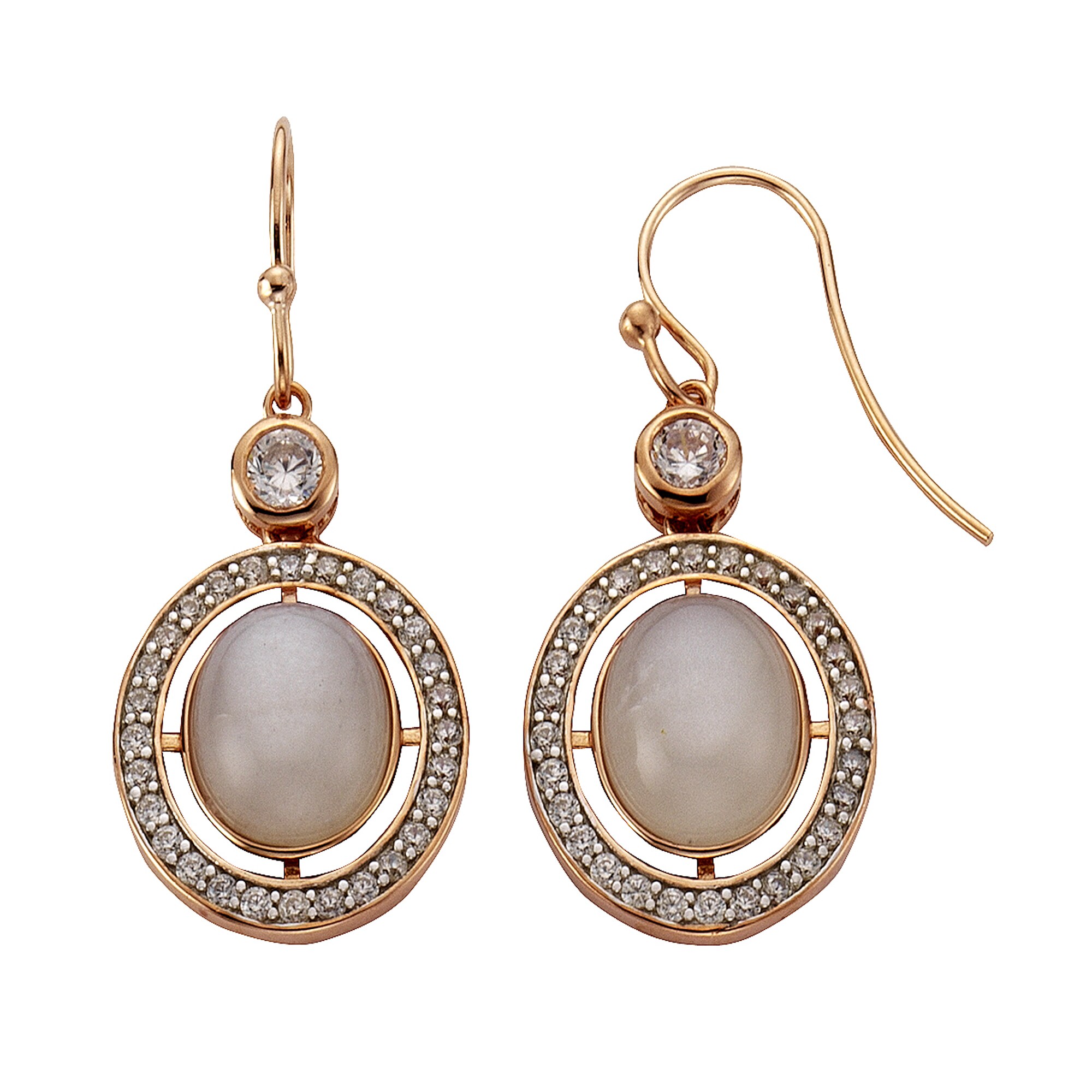 Zeeme Gemstones Ohrringe Silber 925 ros&eacute; vergoldet Zirkonia Mondstein echt - Bild 1