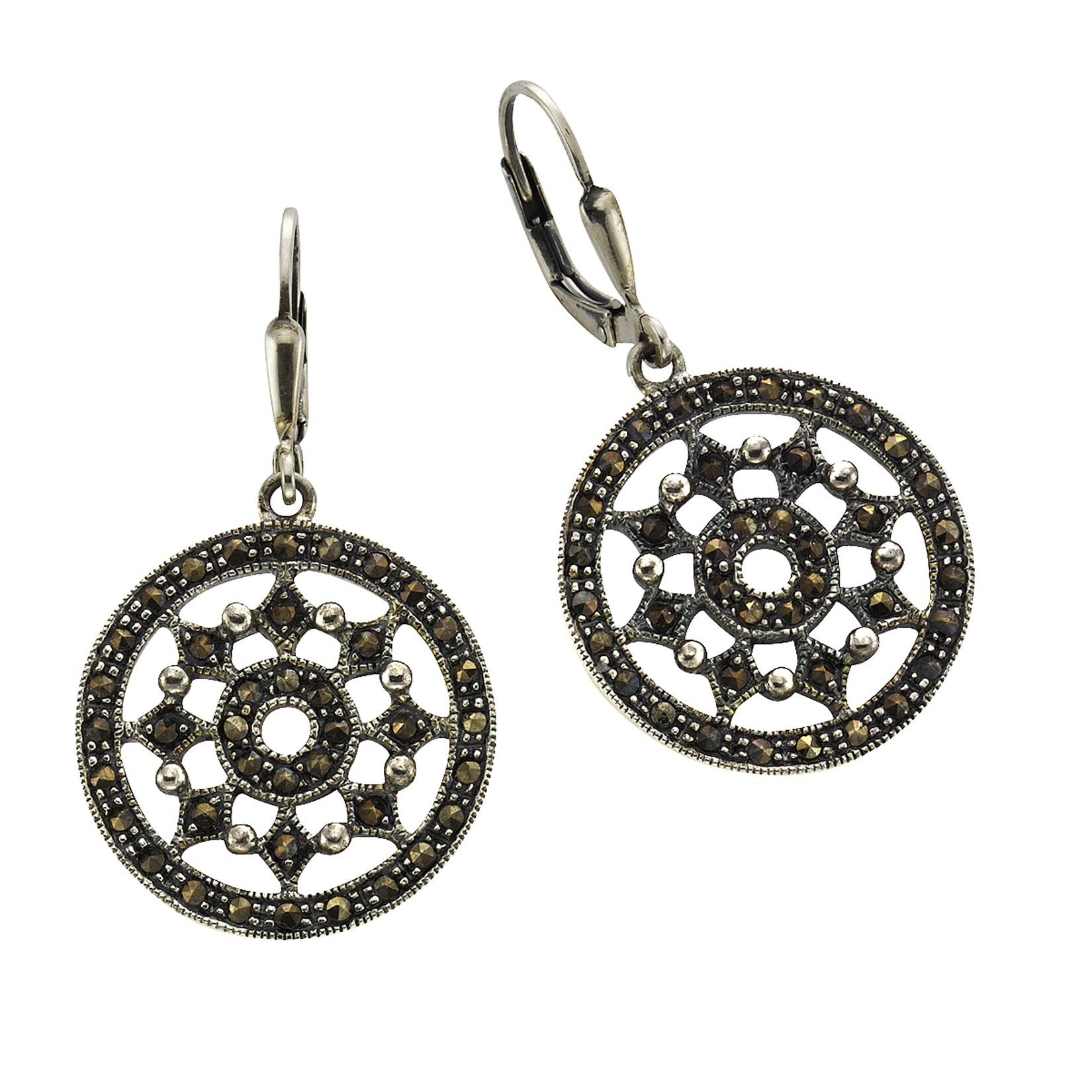 Zeeme Gemstones Ohrringe Silber 925 mit 80 Markasit-Steinen | 04006046222310