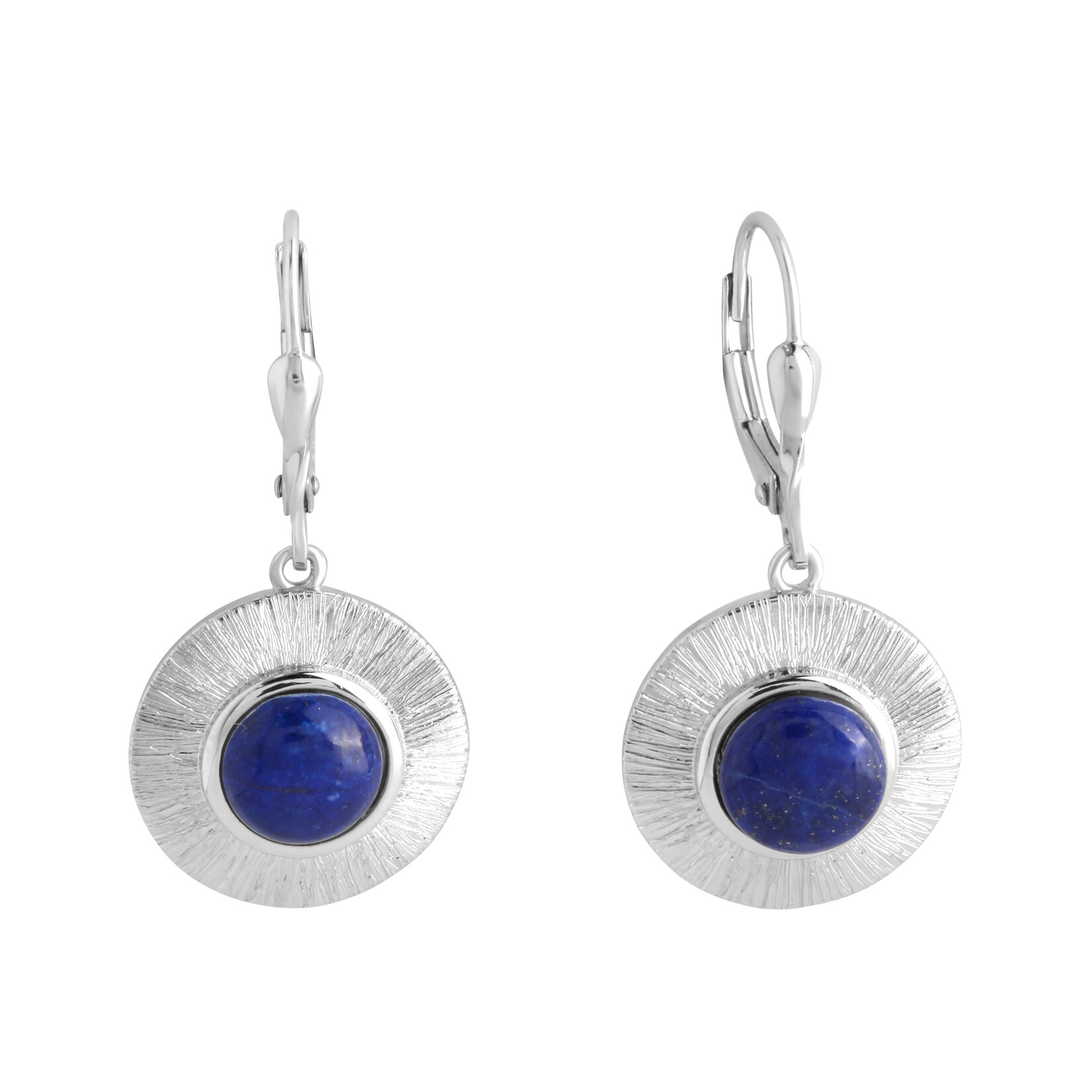 Zeeme Gemstones Ohrringe Silber 925 rhodiniert glanz/matt mit echtem Lapis 8mm