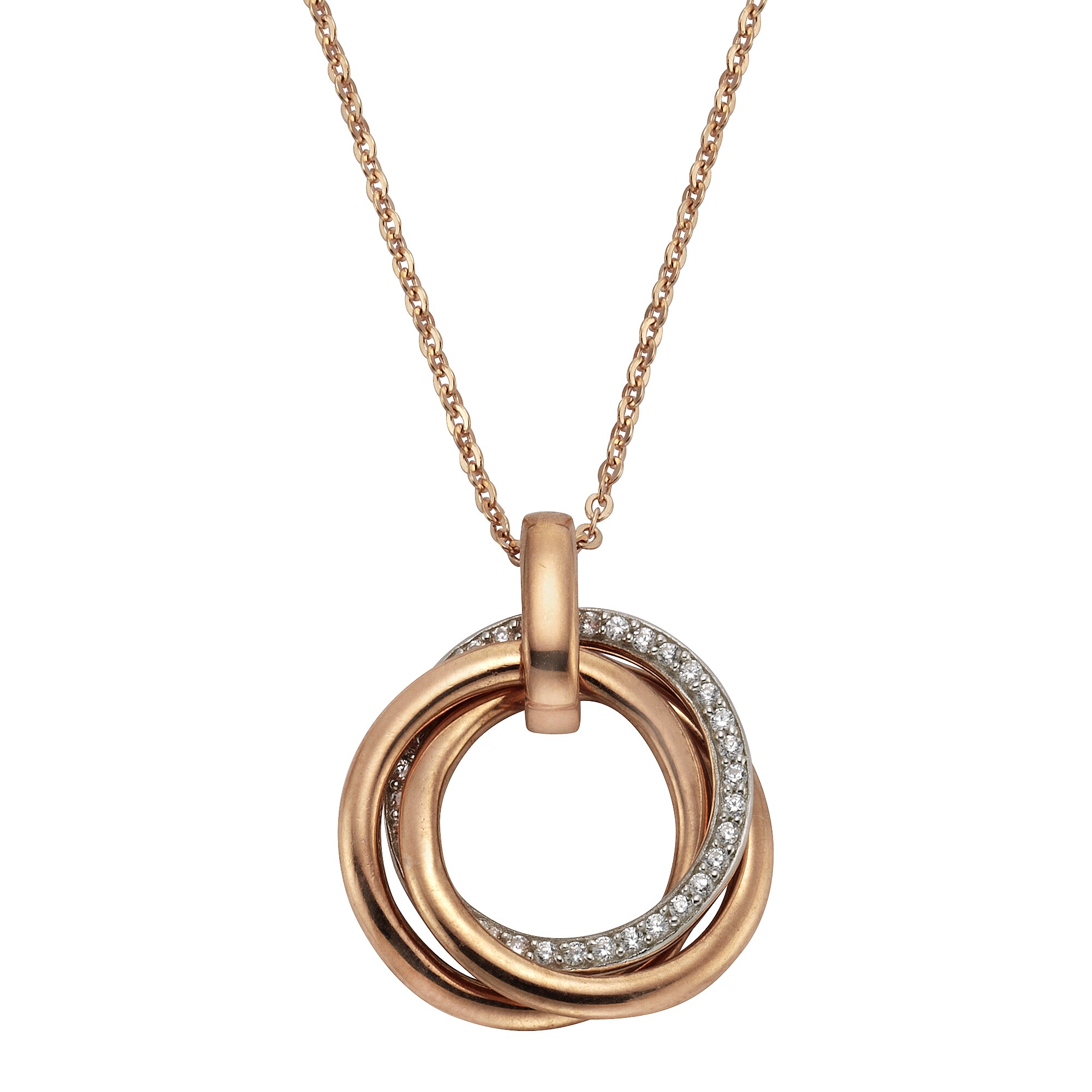 Celesta Silber Halskette 925/- Sterling Silber ros&eacute;vergoldet Zirkonia - Bild 1