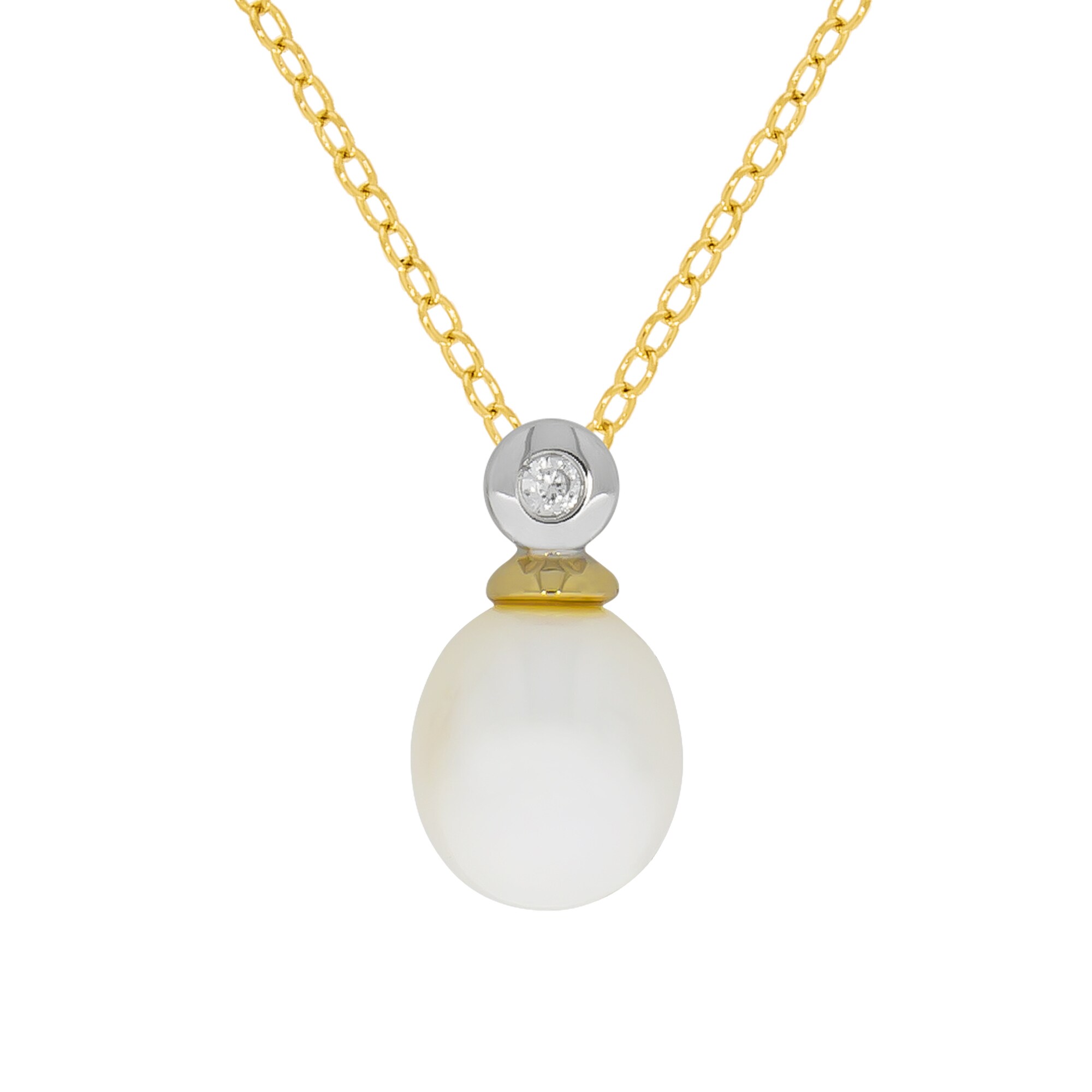 Zeeme Pearls Halskette 925 Silber zweifarbig mit Perle wei&szlig; und Zirkonia - Bild 1