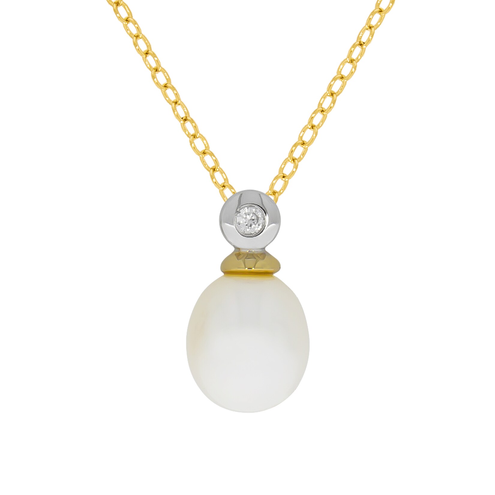 Zeeme Pearls Halskette 925 Silber zweifarbig mit Perle weiß und Zirkonia | 04006046344661