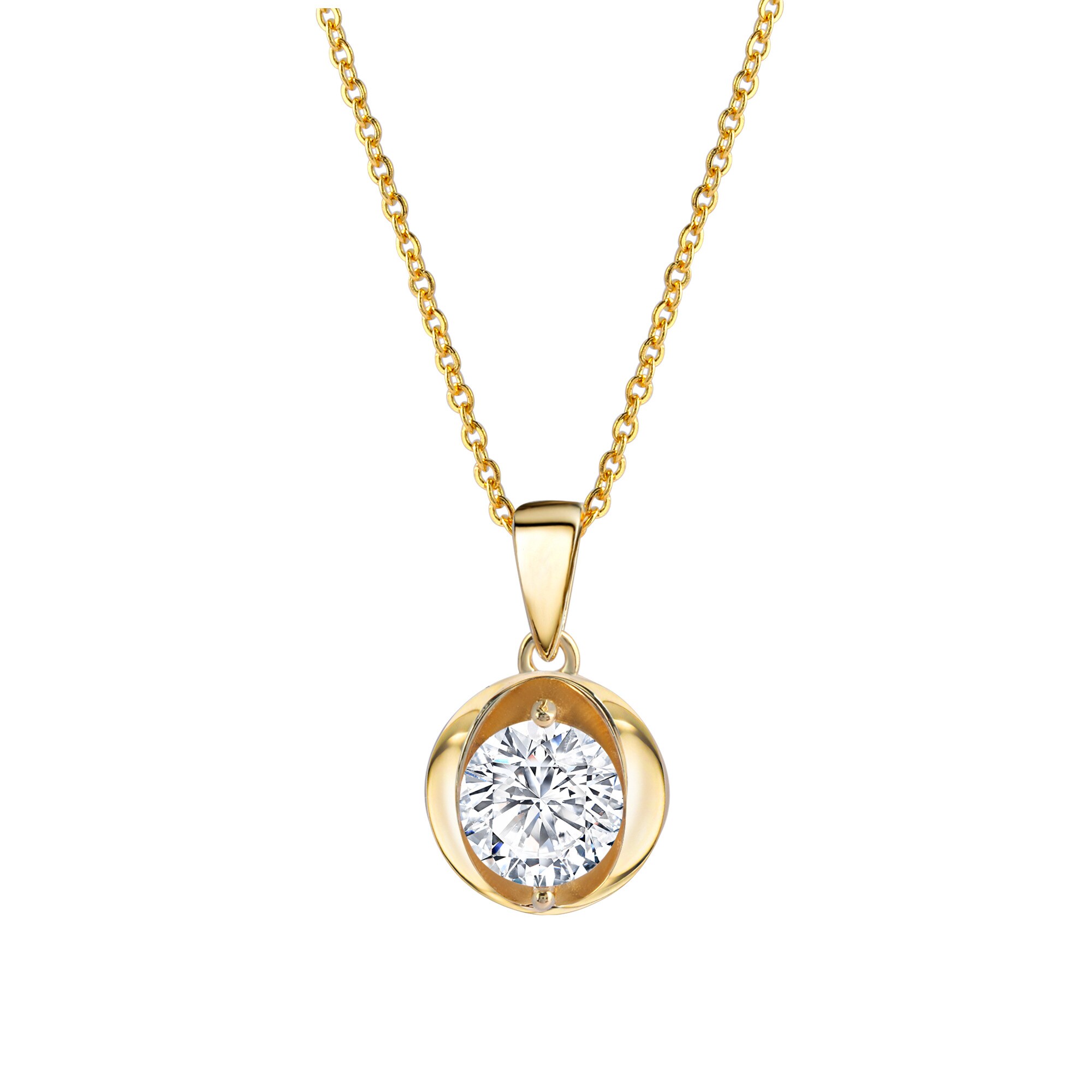 Zeeme Basic Halskette Silber 925 vergoldet 45cm lang mit wei&szlig;em Zirkonia-Stein - Bild 1